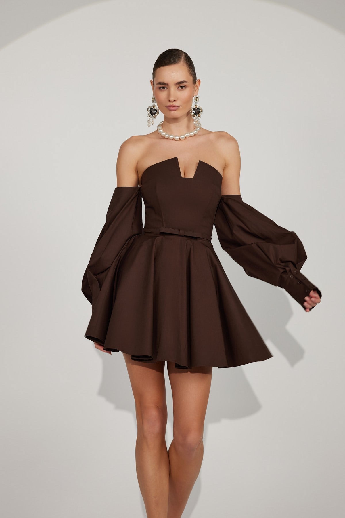 Dusk Volume Mini Dress DARK GREEN