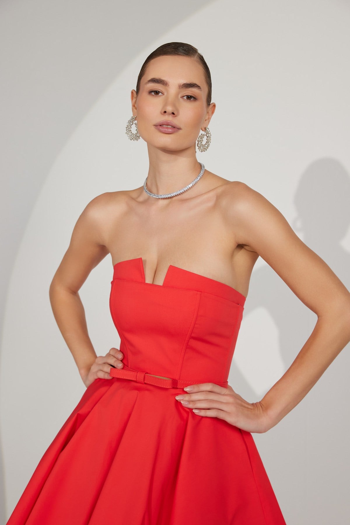 Dusk Volume Mini Dress Red