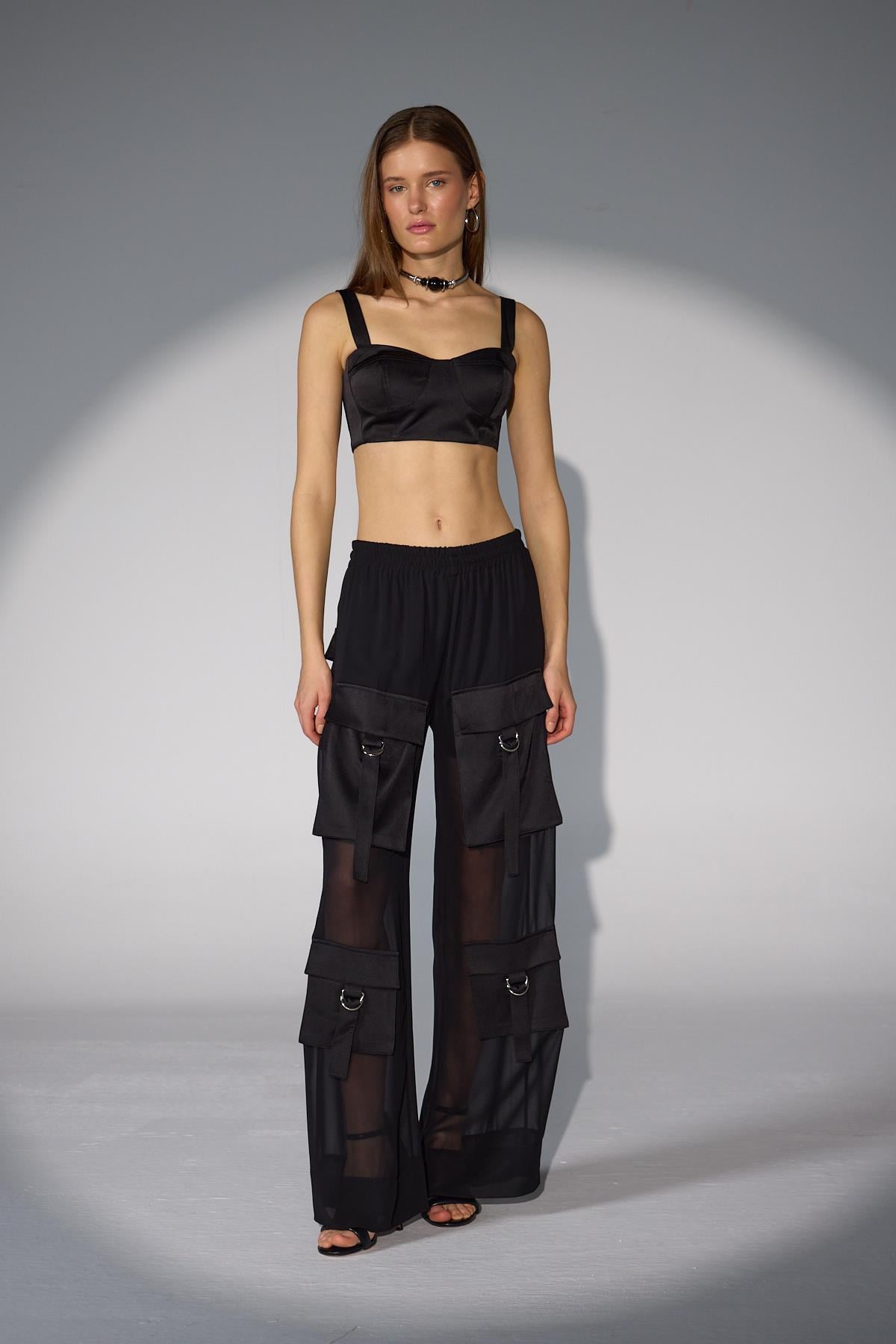 Exquisite Transparant Pantolon Siyah