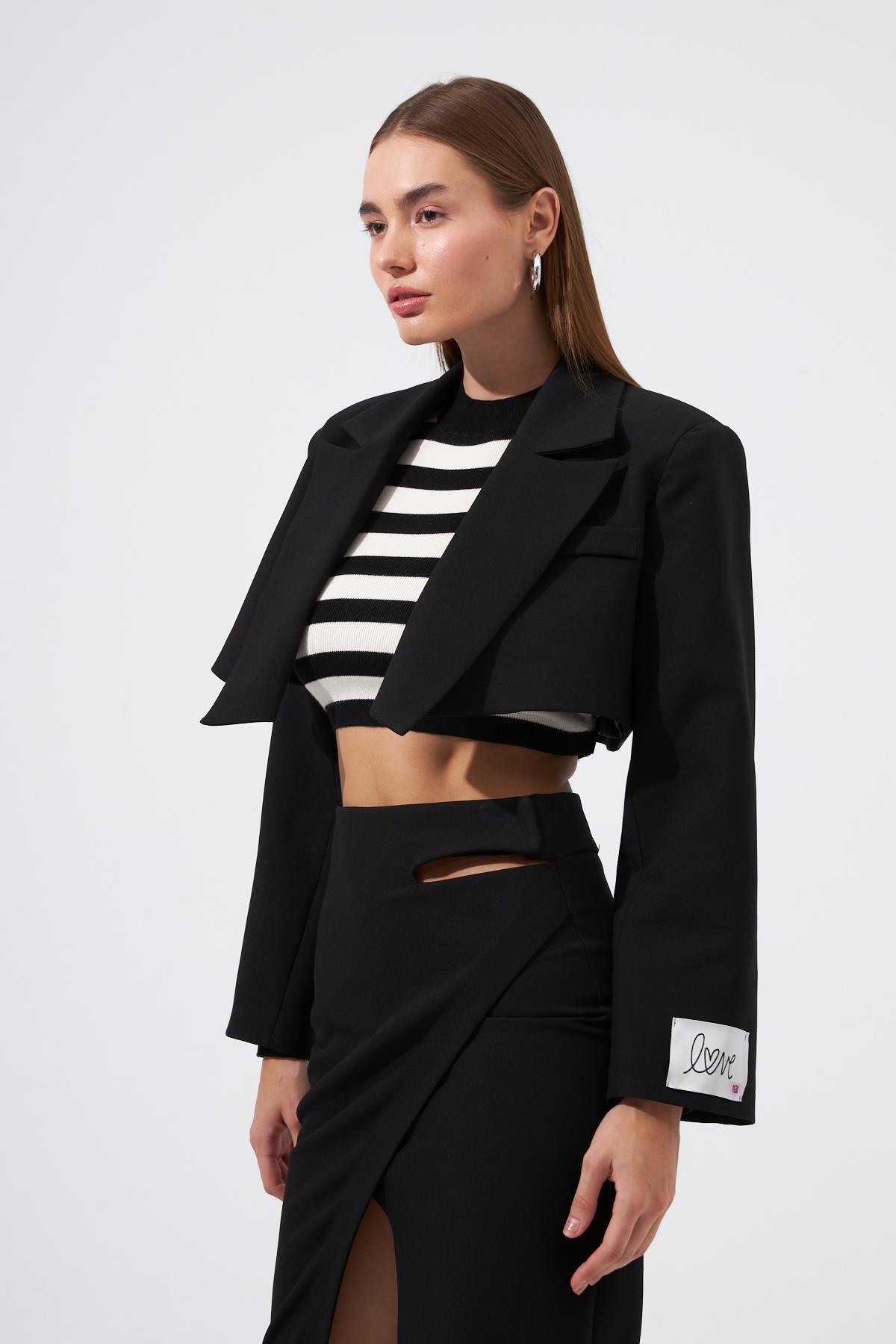 Forever Icon Serisi Crop Blazer Ceket Siyah