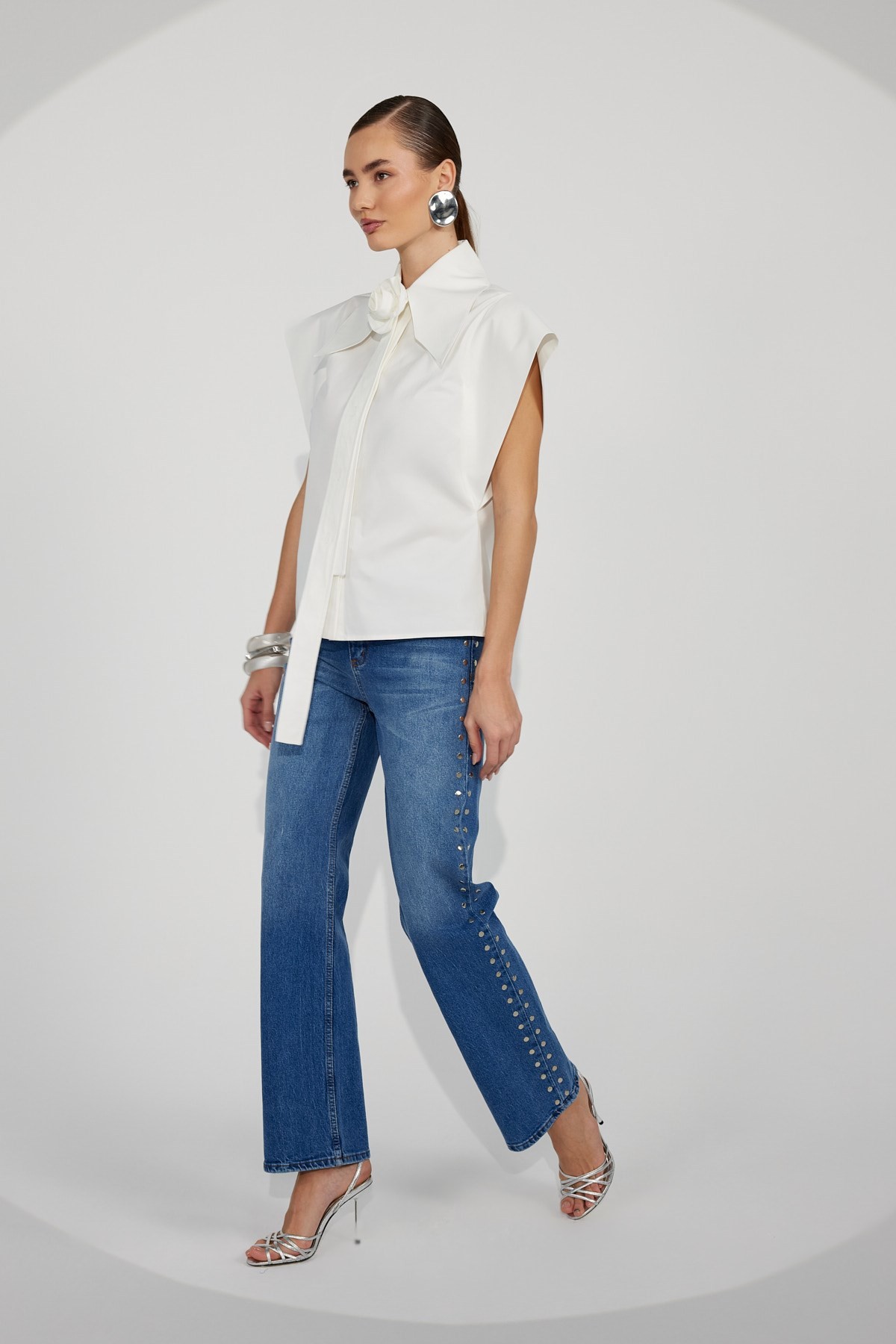 Icon Stud Denim Jeans Blue Denim