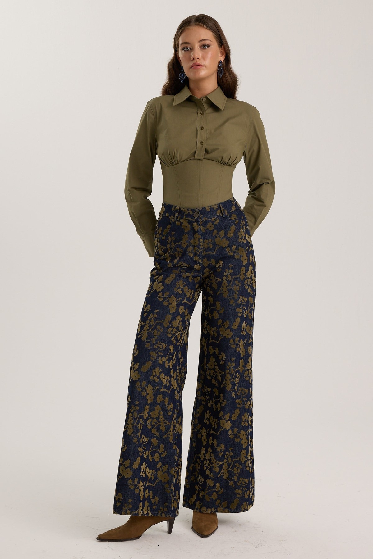 İconic Denim Blossom Pants Denim-Green