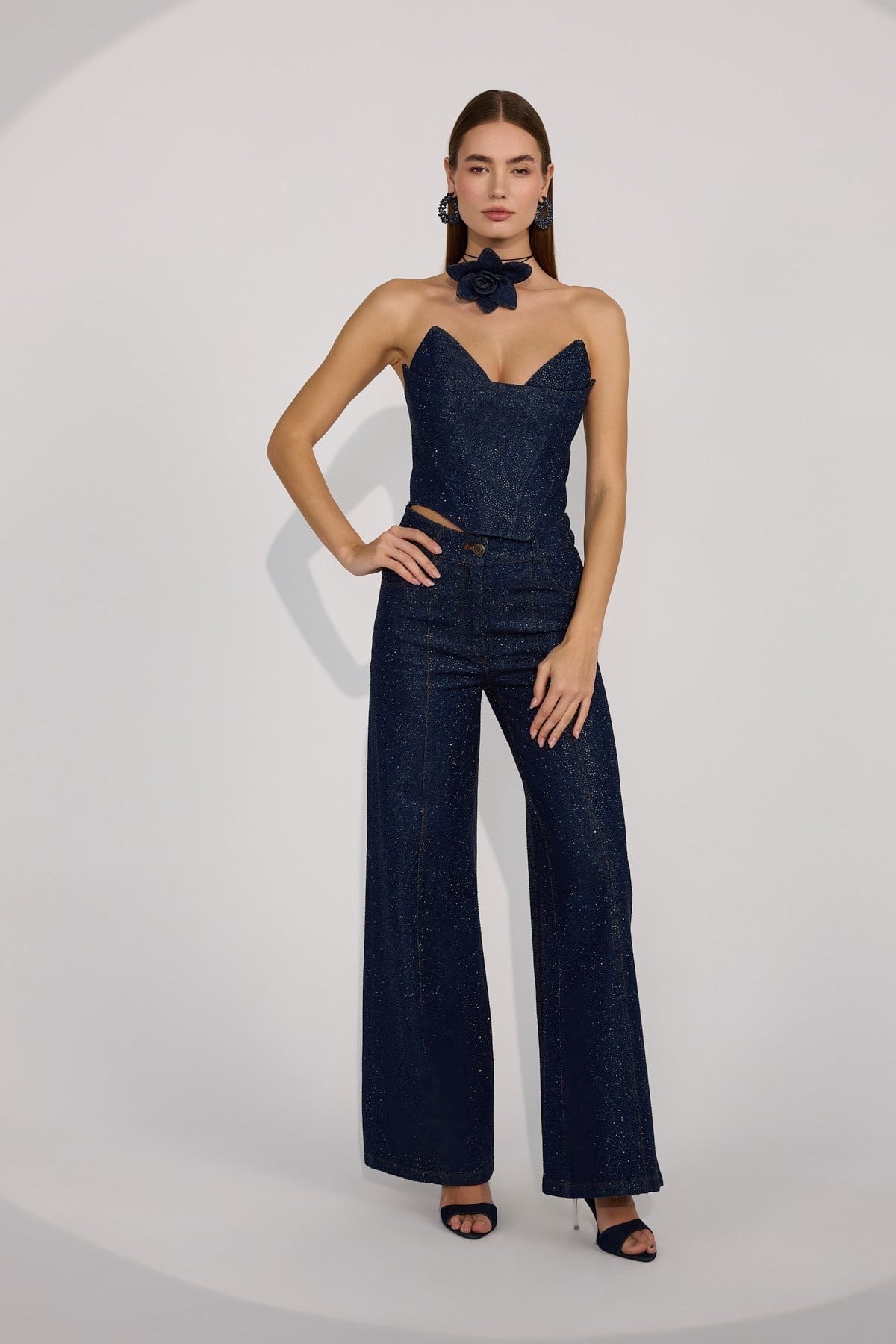Iconic Indıgo Belle Pants Cyrstal Edition DARK BLUE