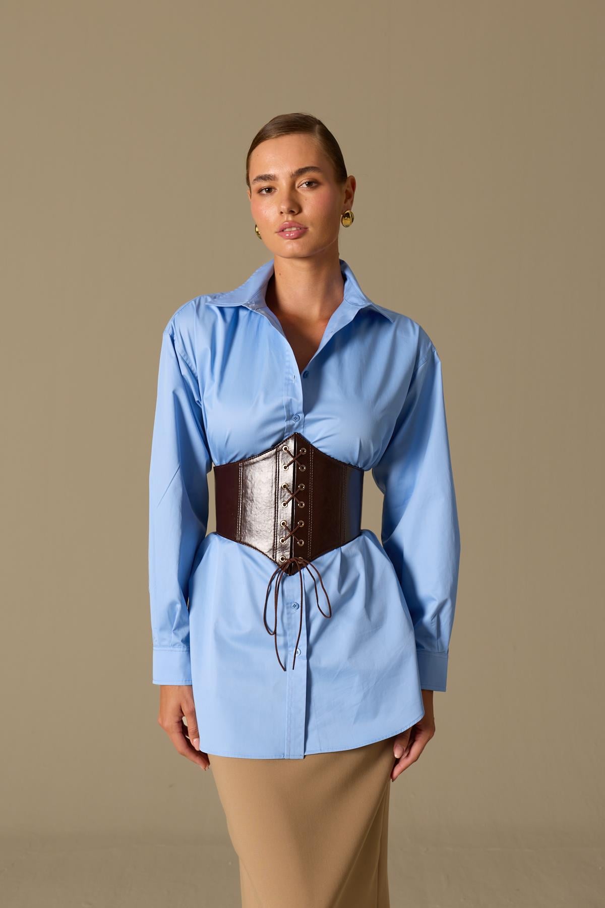 Isabella Belt Detail Shirt Blue