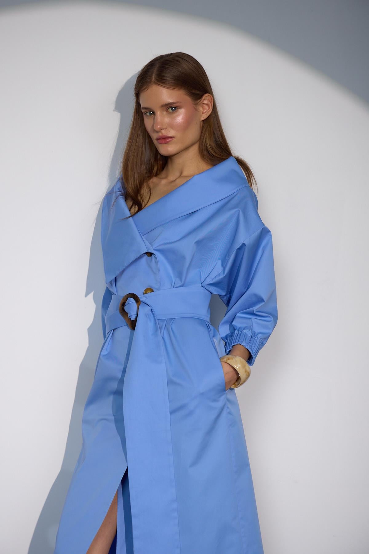 Lady Di 100% Koton Maxi Boy Elbise BULUT