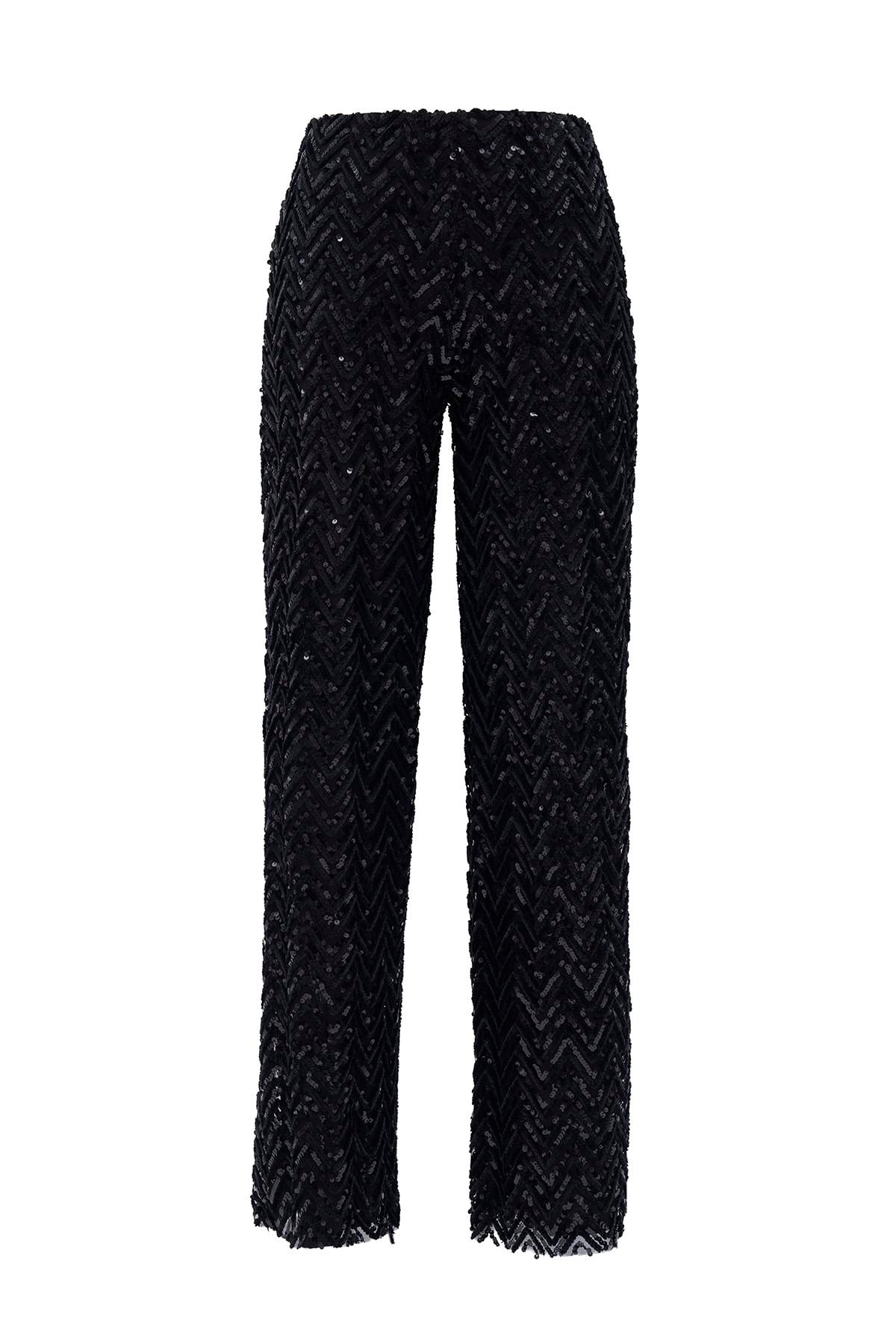 Limited Edition Serisi Zigzag Shine Pantolon Siyah