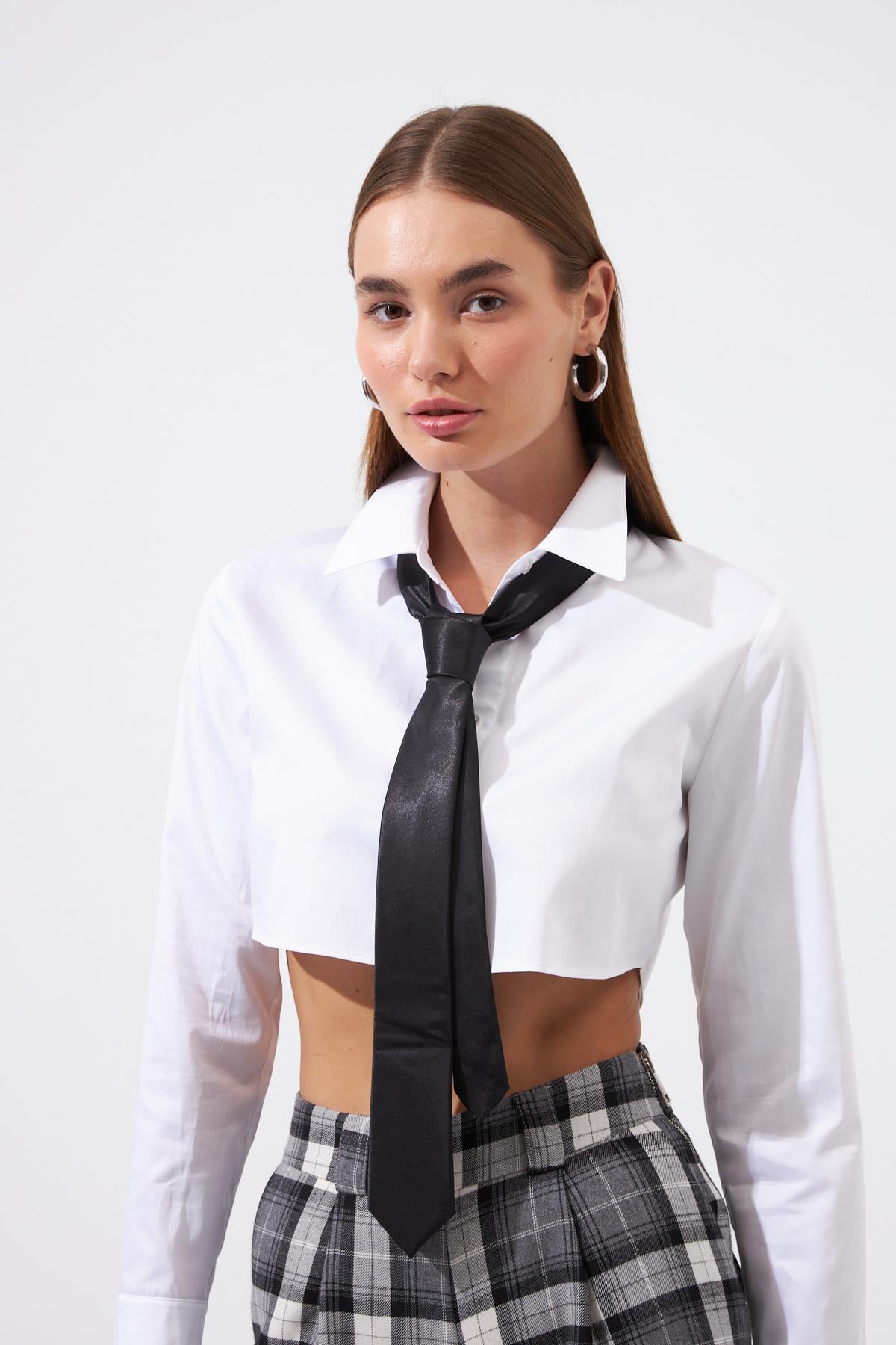 Nok Basic Serisi %100 Cotton Crop Gömlek Beyaz
