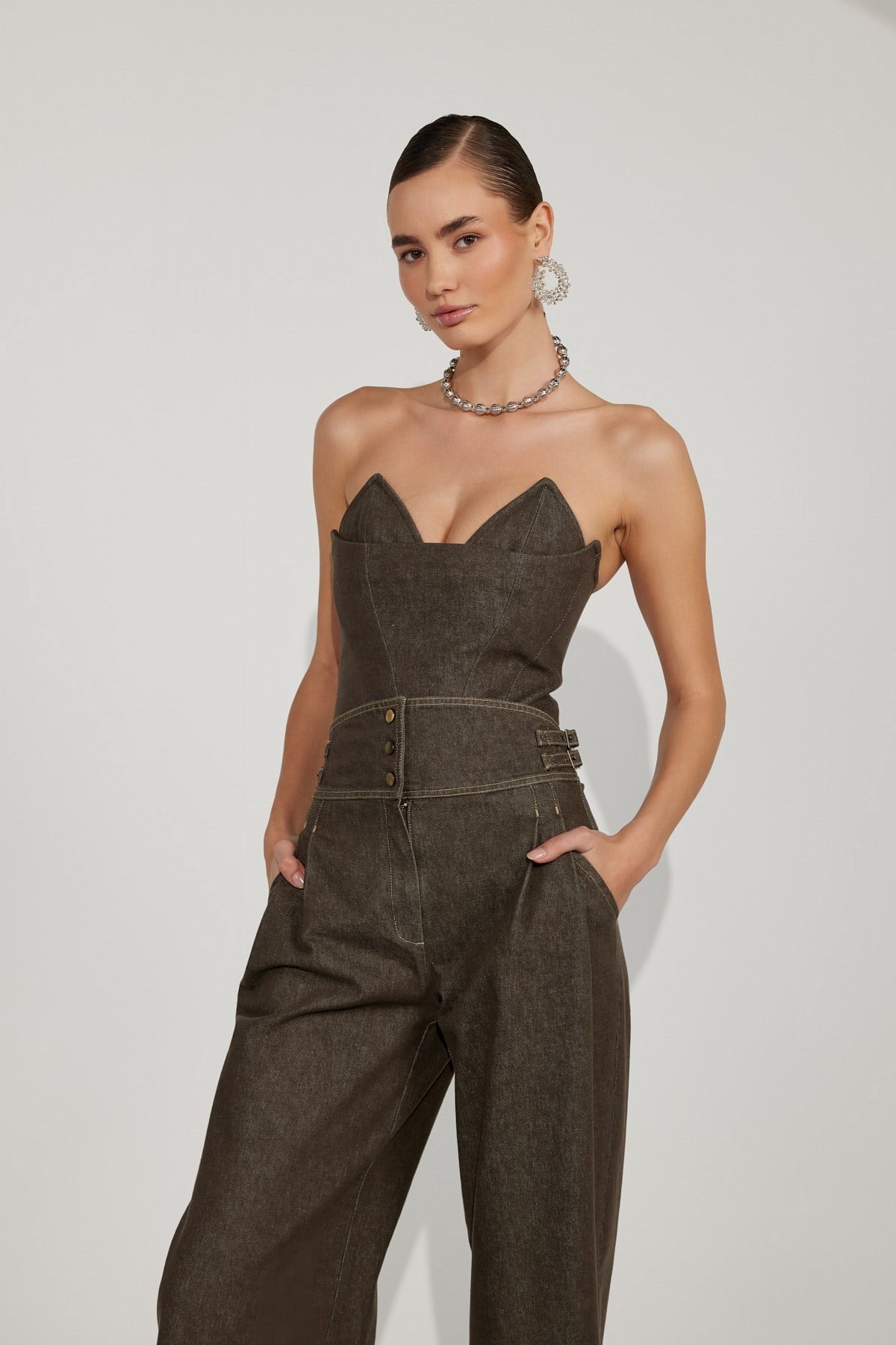Nok Iconic Denim Bustier DARK GREEN