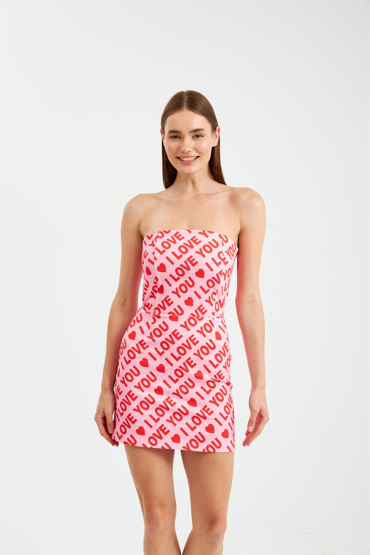 Nok Love Serisi Mini Elbise PİNK LOVE