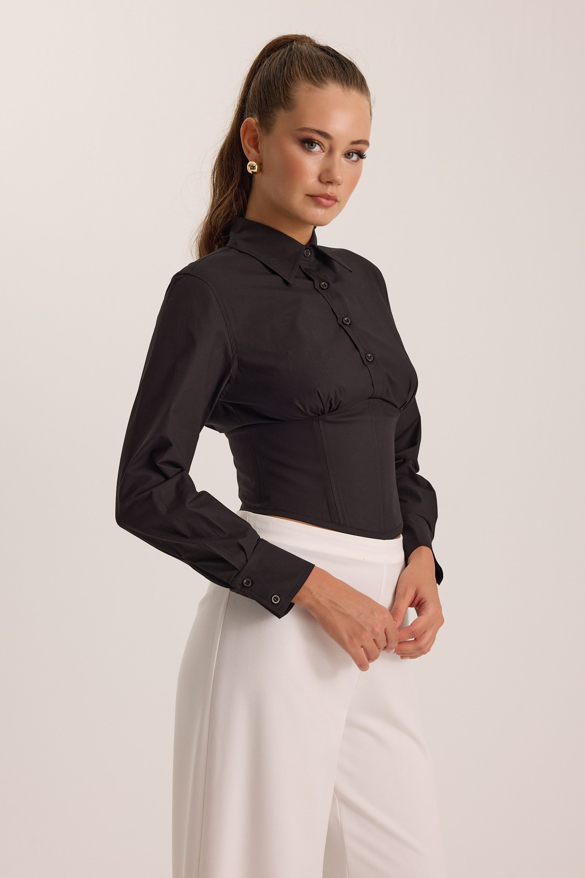 Nok Signature Alexandra Waist Corset Shirt Black