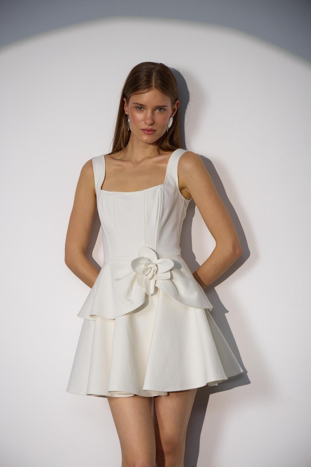 Nok Signature Fleur Essence Mini Dress Ecru