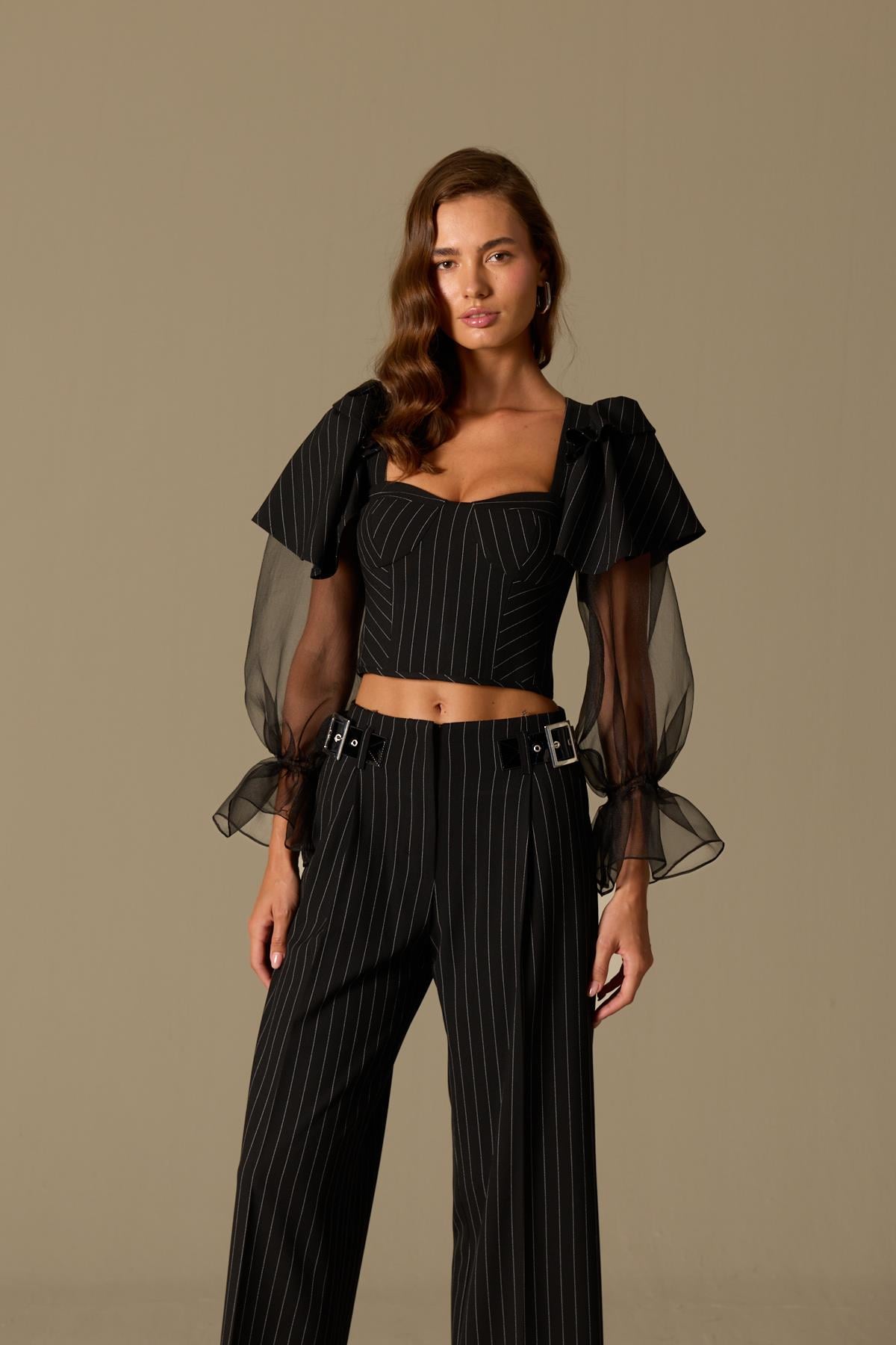 Parisian Stitch Tailored Bustier Top Black