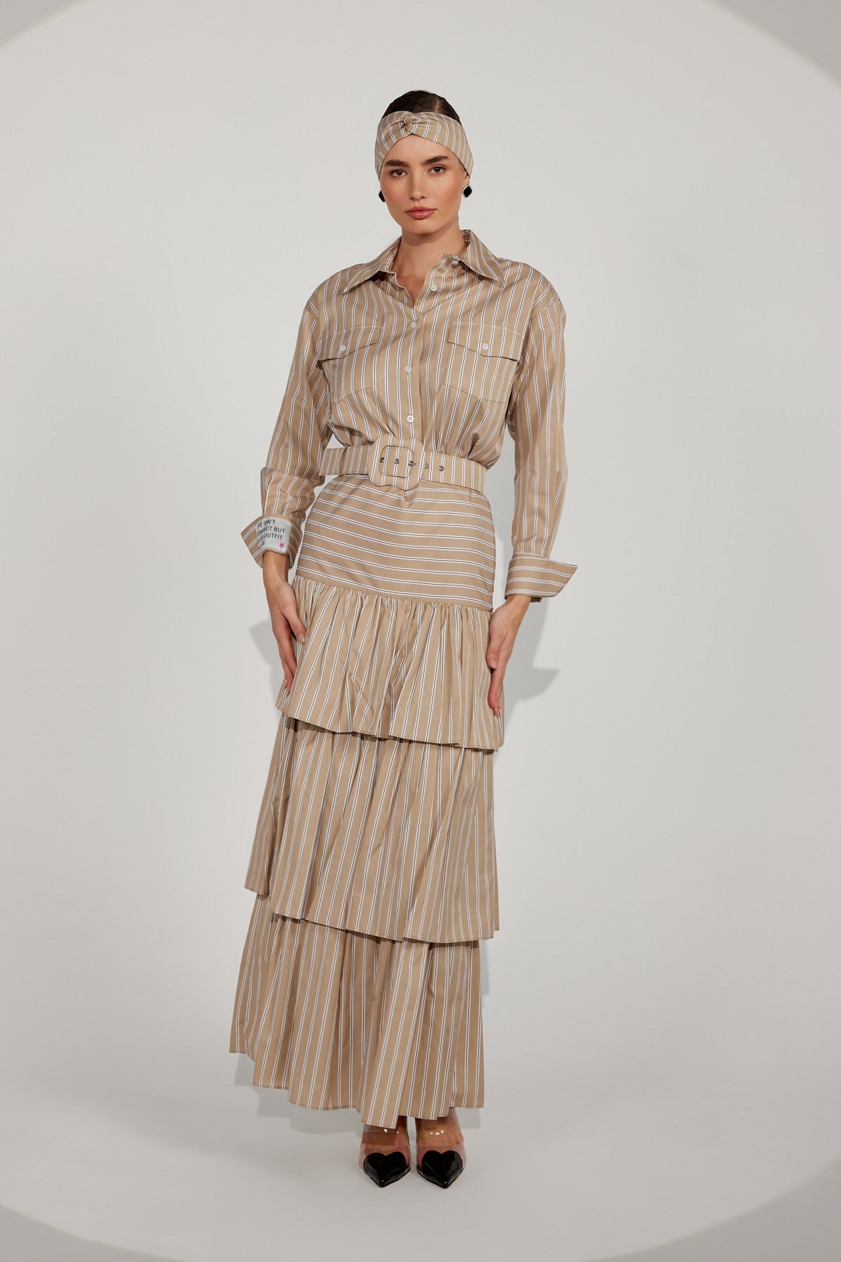 Queen Breeze Maxi Skirt&Belt Beige