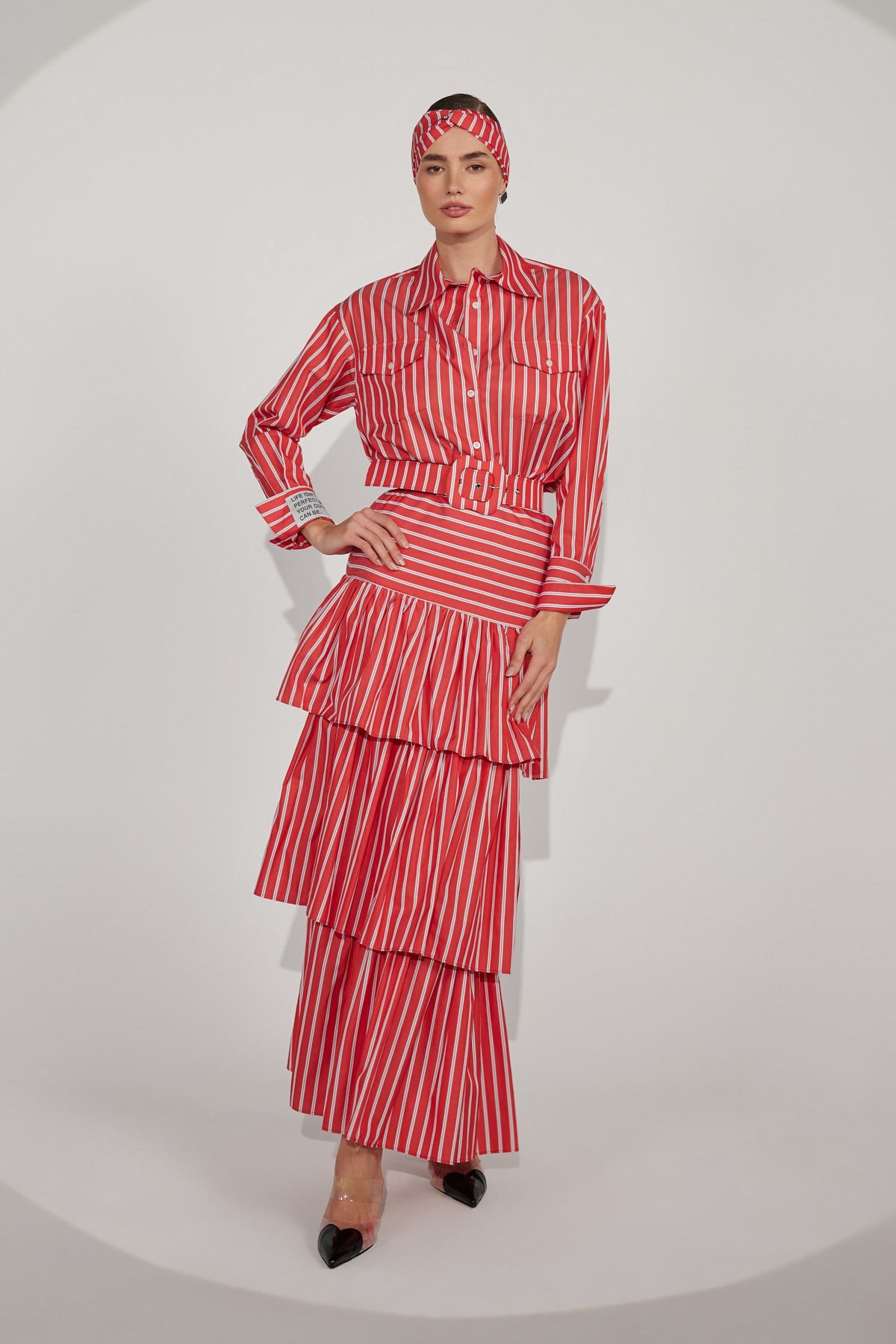 Queen Breeze Maxi Skirt&Belt Red