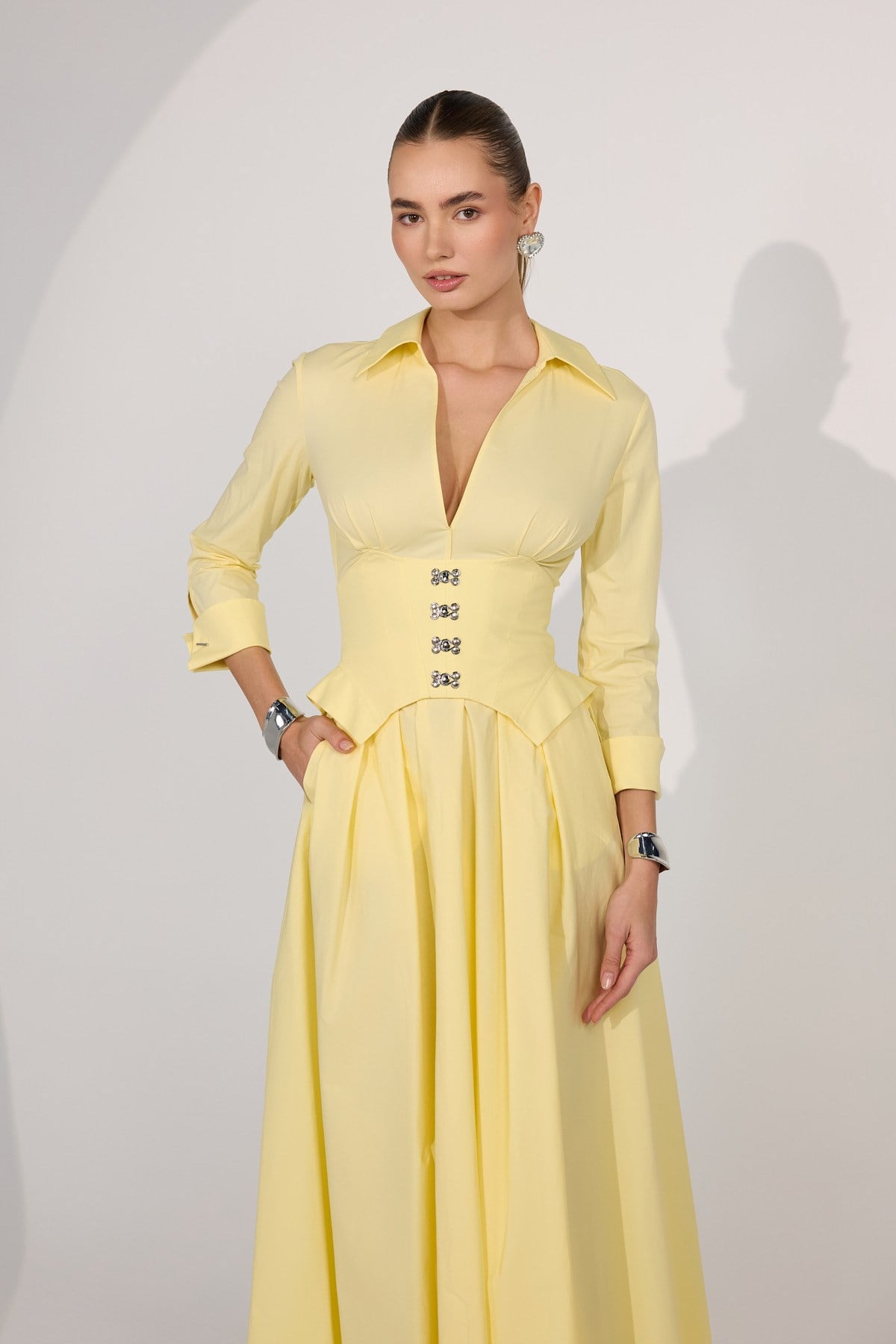 Queen Corset Maxi Dress Yellow