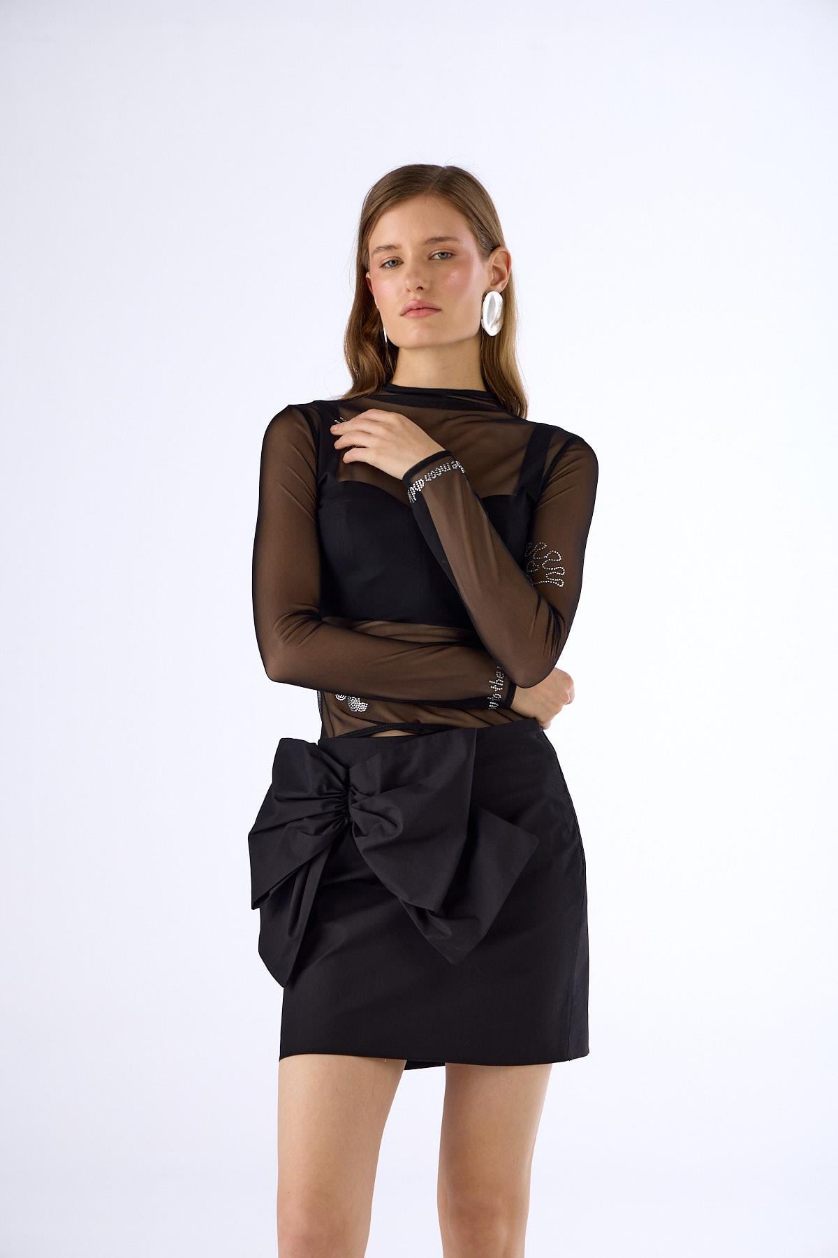 Ribbon Belle Mini Etek Siyah