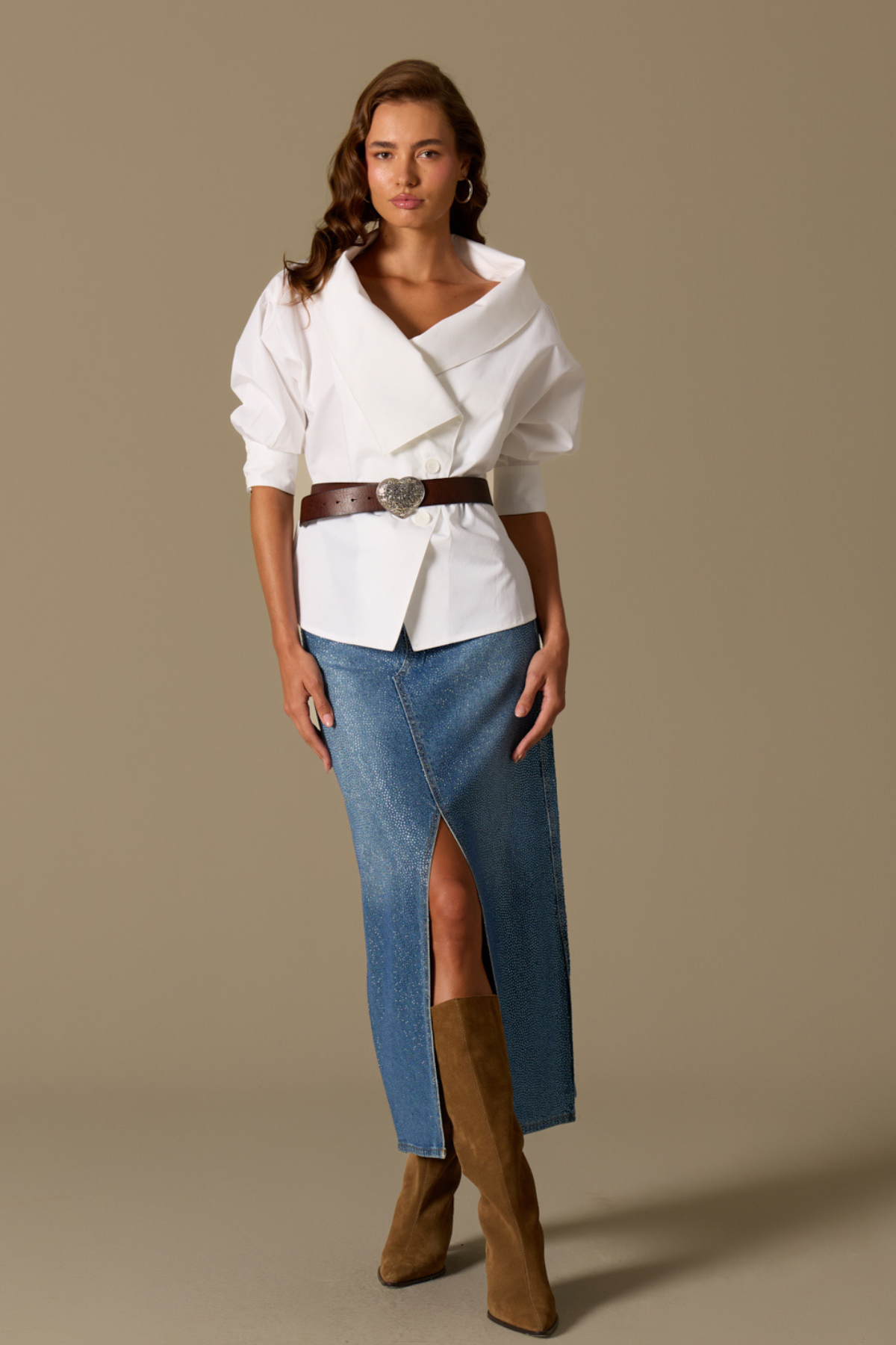 Shine Bright Luna Skirt Blue Denim