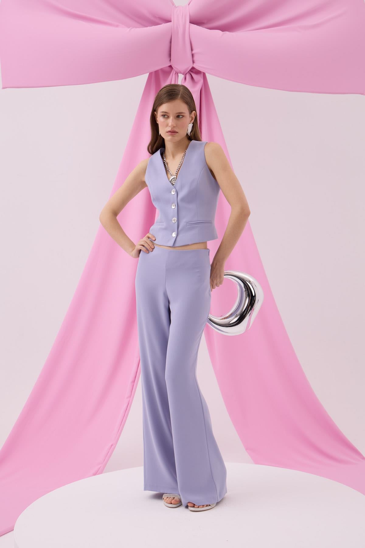 So Chic Kumaş Pantolon LAVANTA