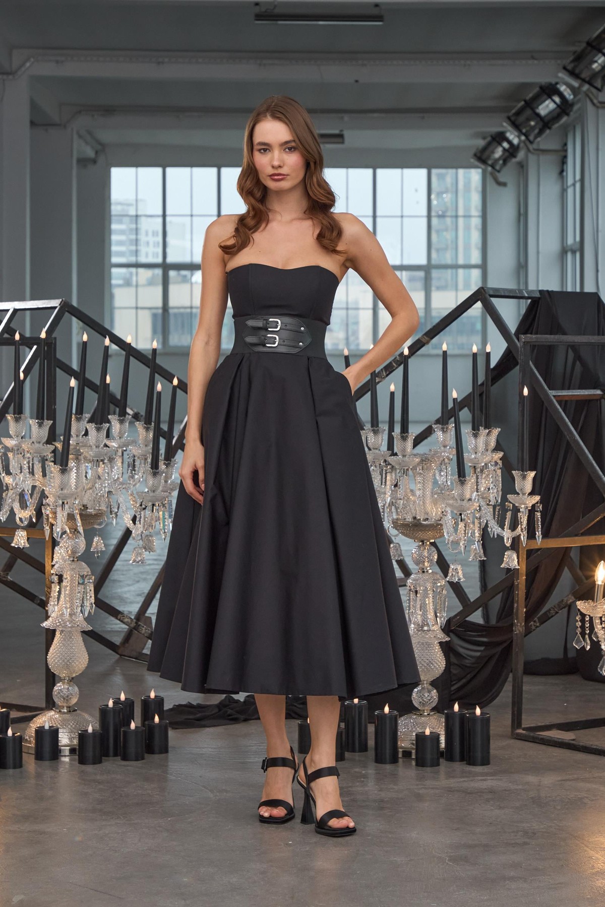 Sophisticated Corsage Elegance Maxi Skirt Siyah