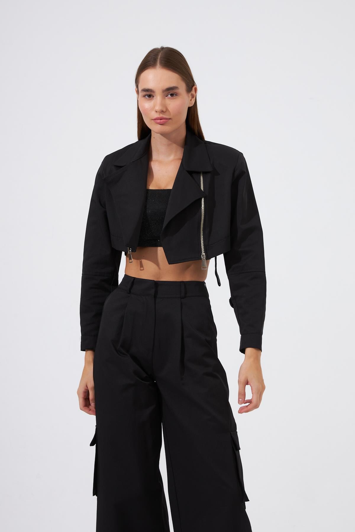 Street Serisi Christie Crop Ceket Siyah