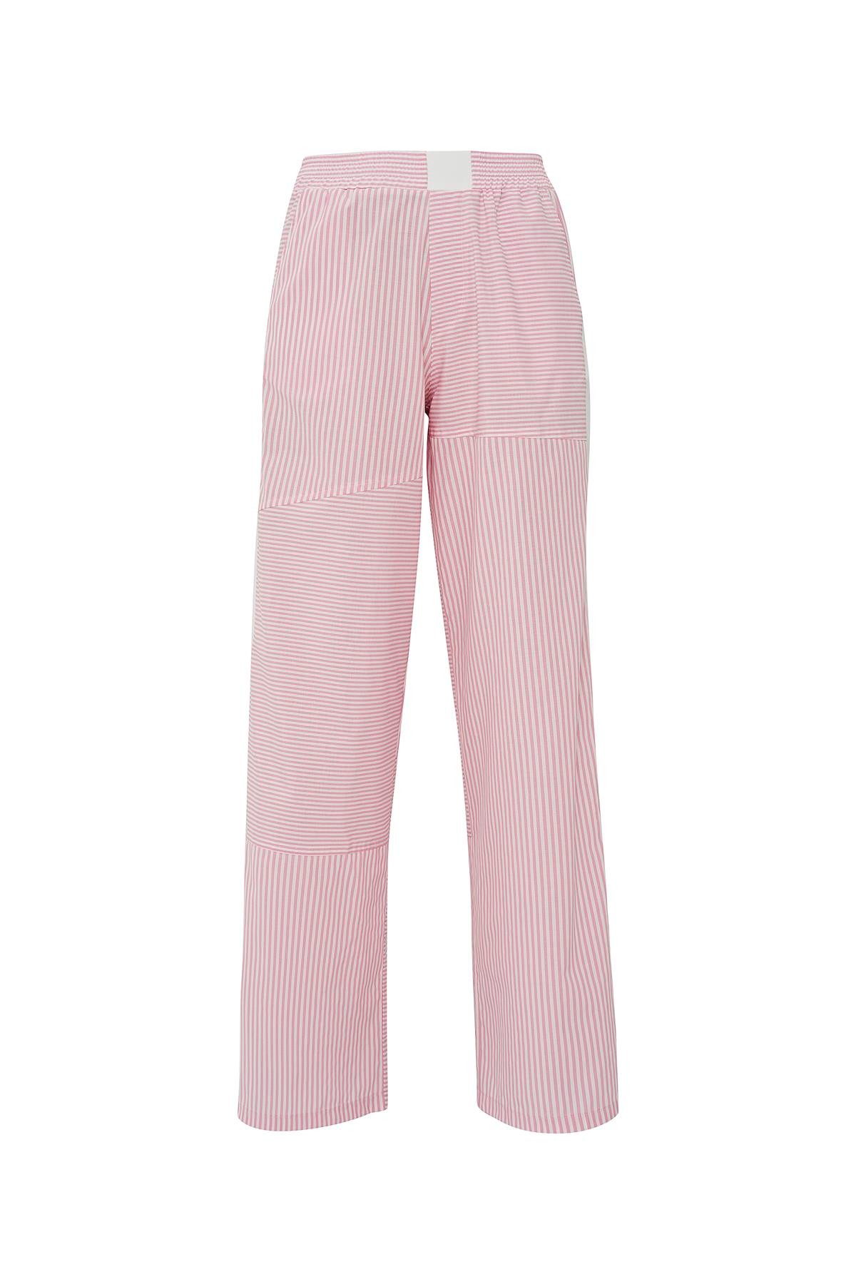 Street Serisi Çizgili Poplin Pantolon Pembe