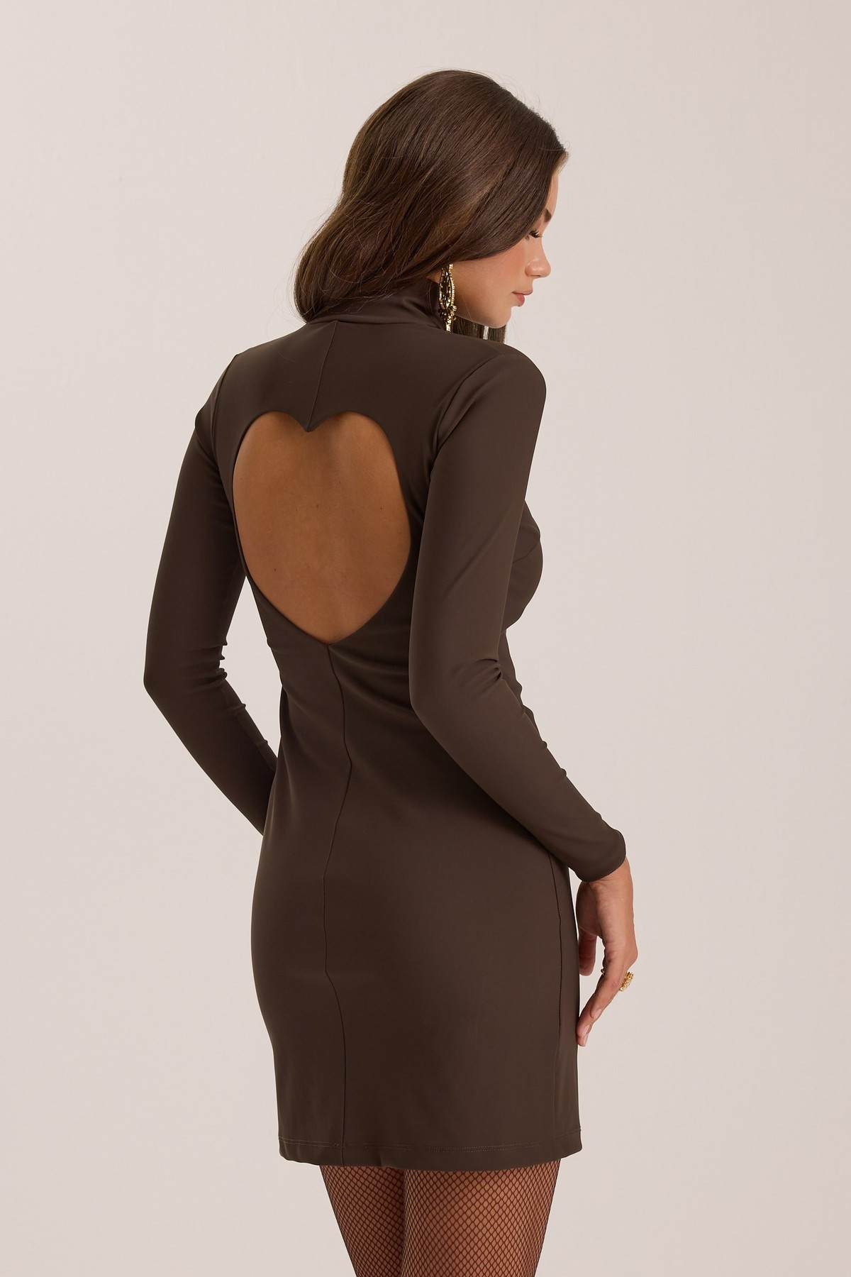 The Icon Heart Mini Dress Brown