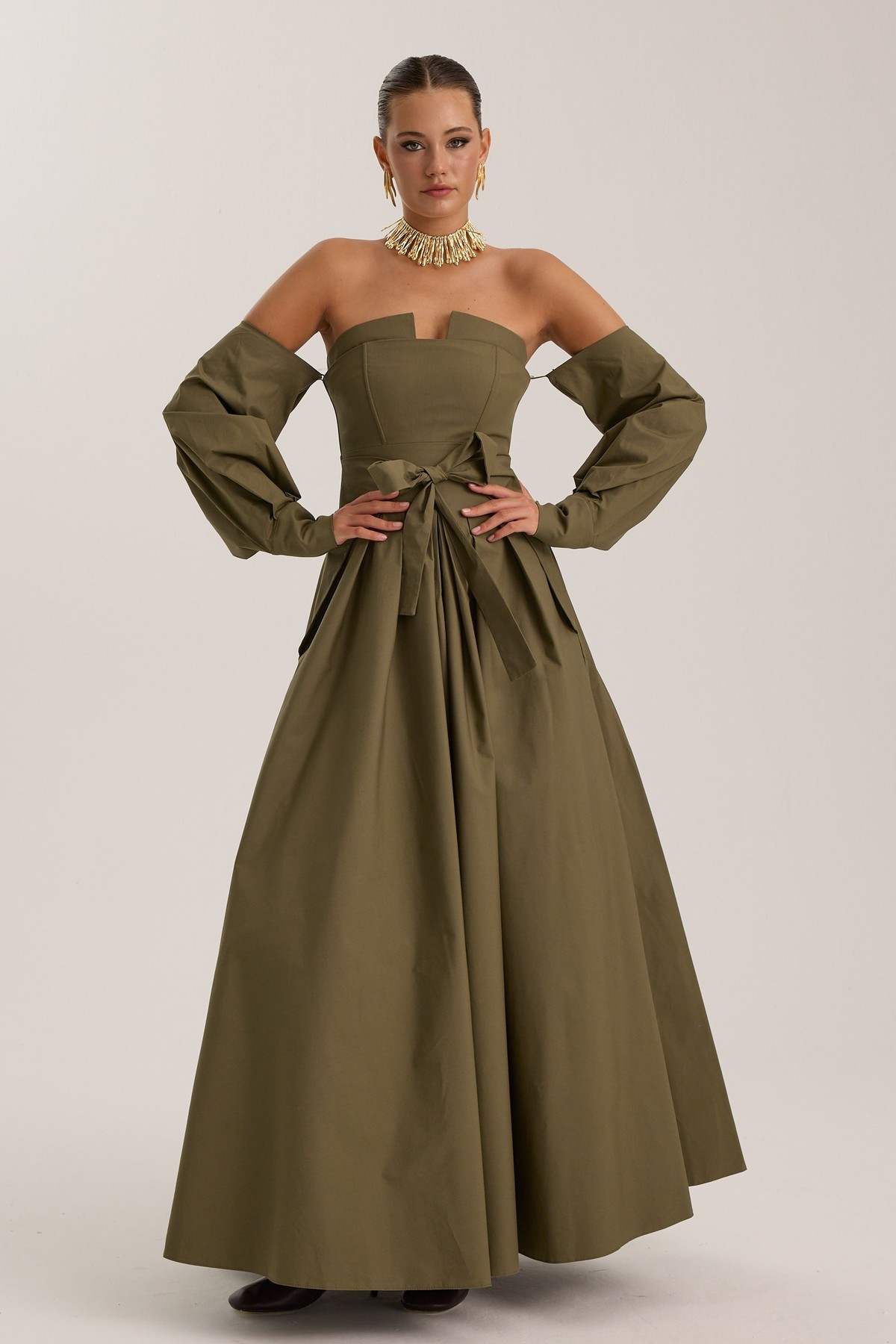 The Reform Iconic Maxi Dress Khaki