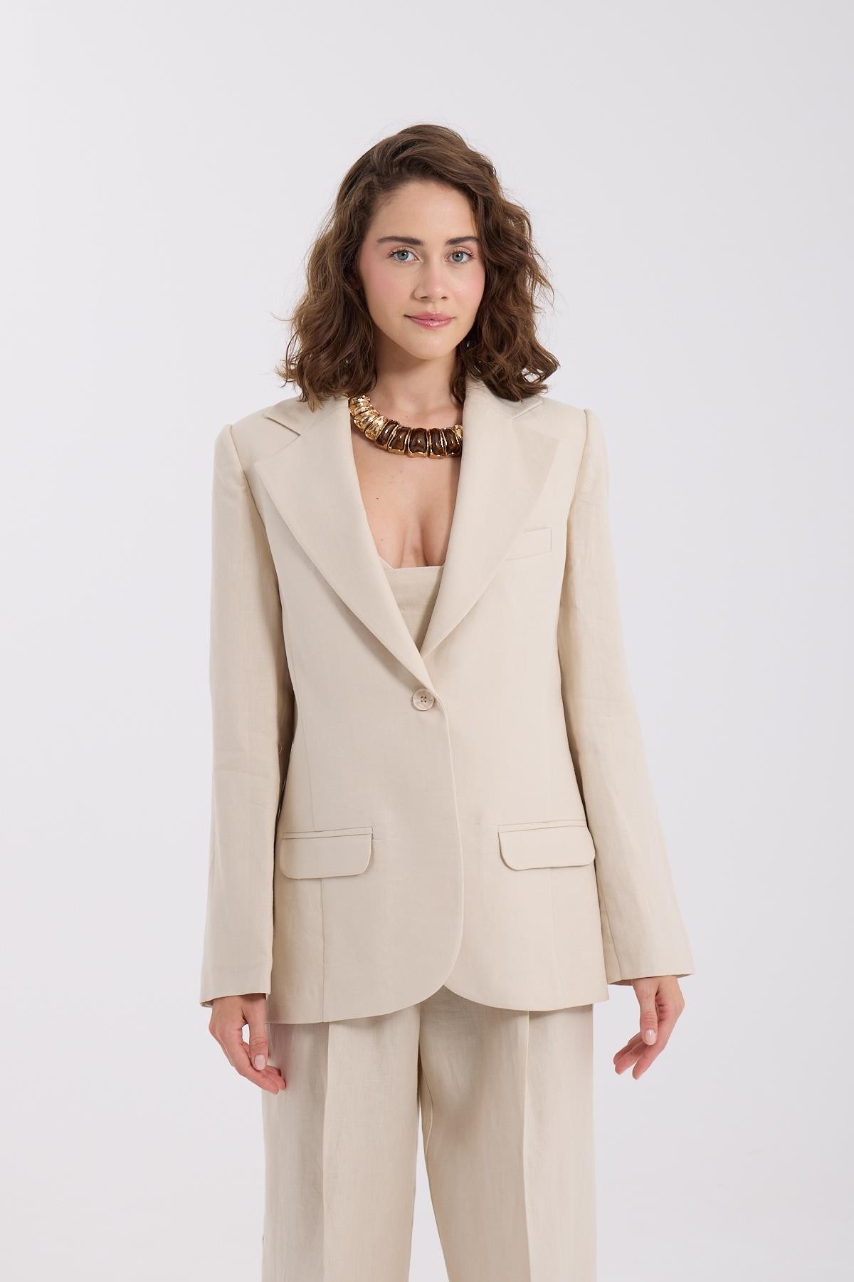%100 Linen Icon Blazer Beige