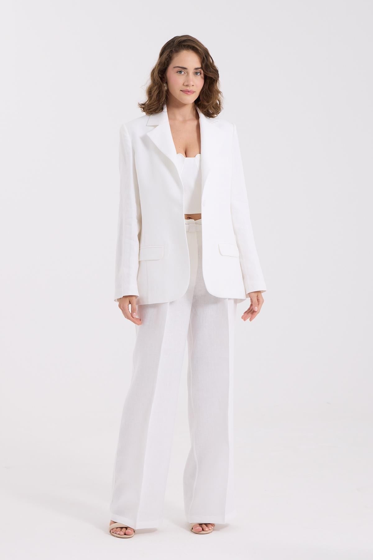 %100 Linen Icon Blazer White
