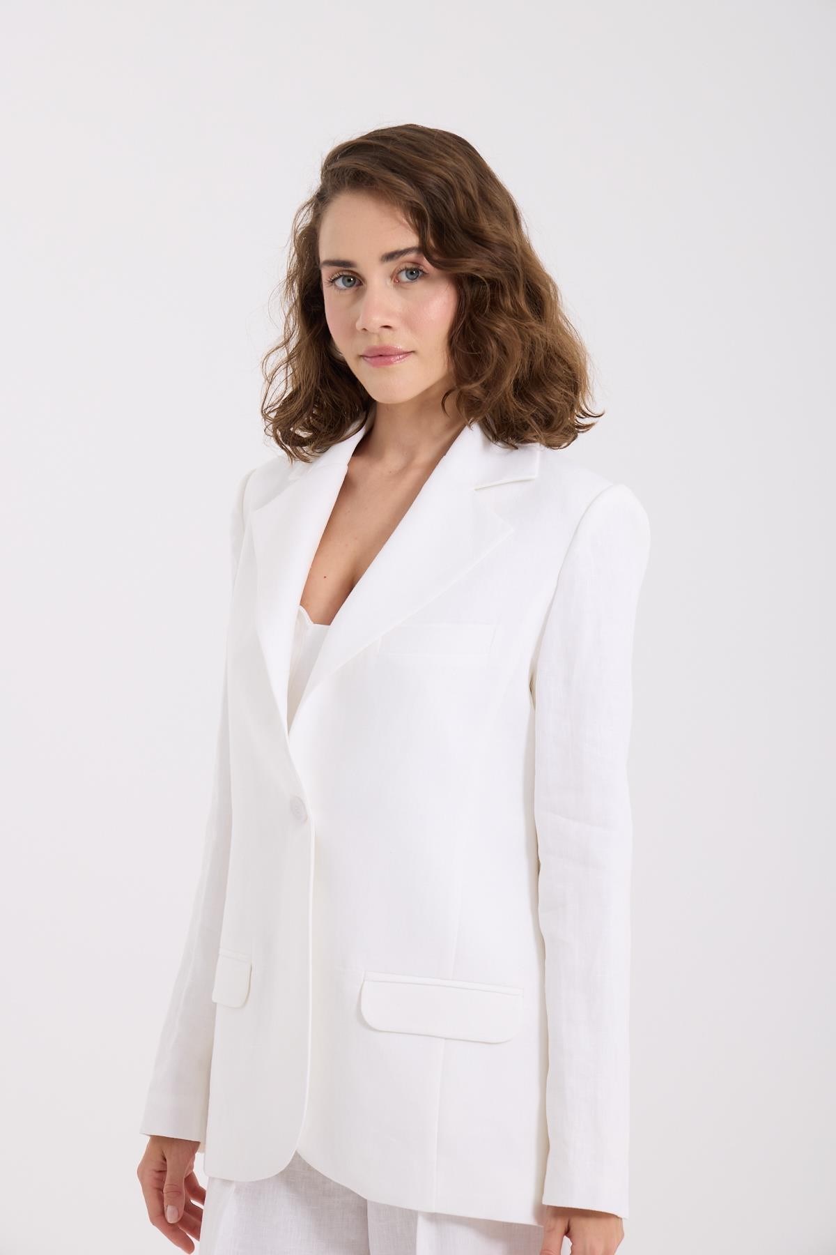 %100 Linen Icon Blazer White