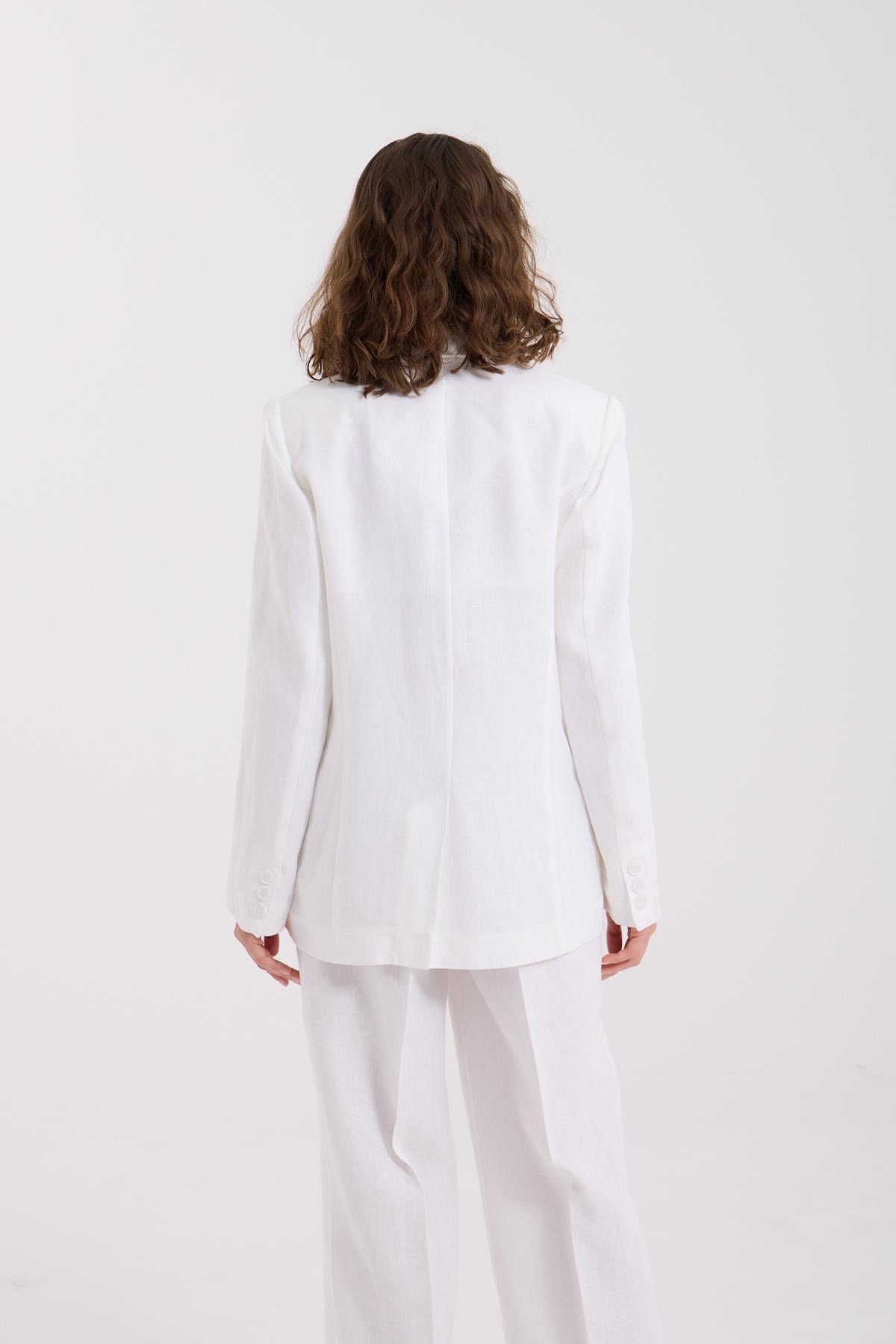 %100 Linen Icon Blazer White