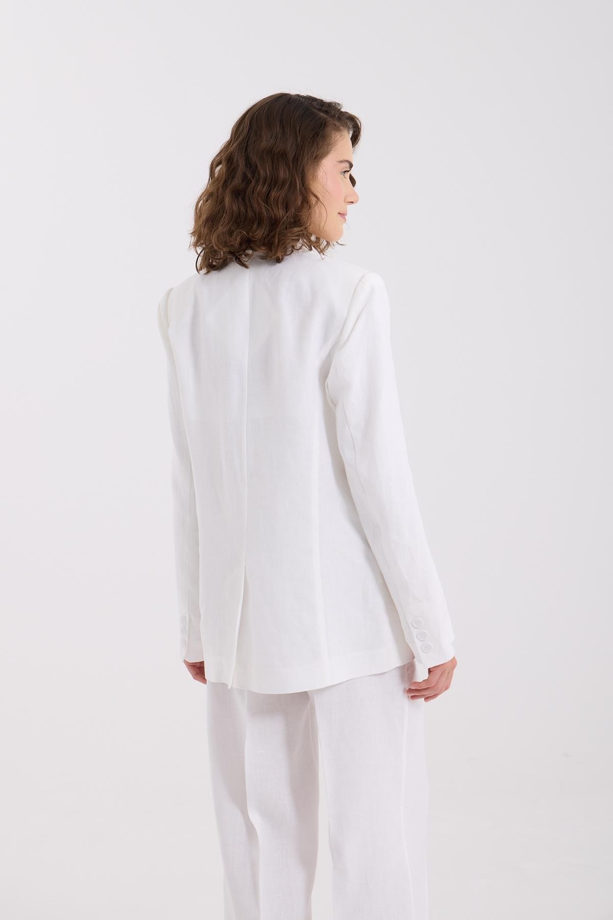 %100 Linen Icon Blazer White