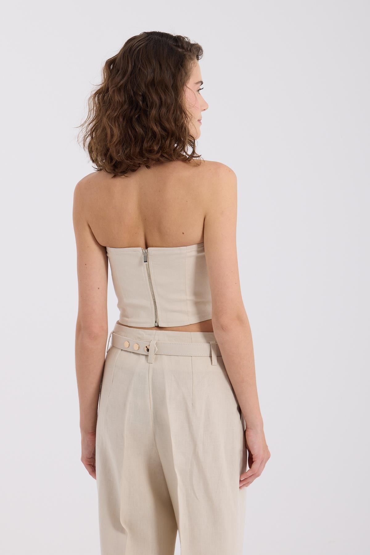 %100 Linen Icon Bustier Beige