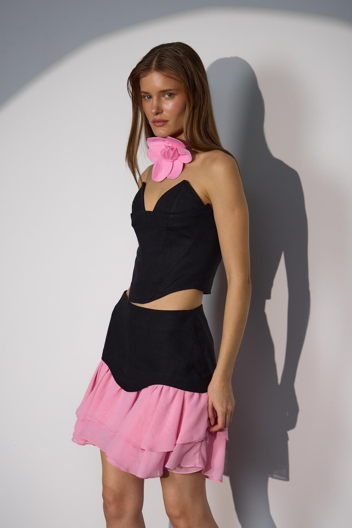 %100 Linen Icon Bustier Black