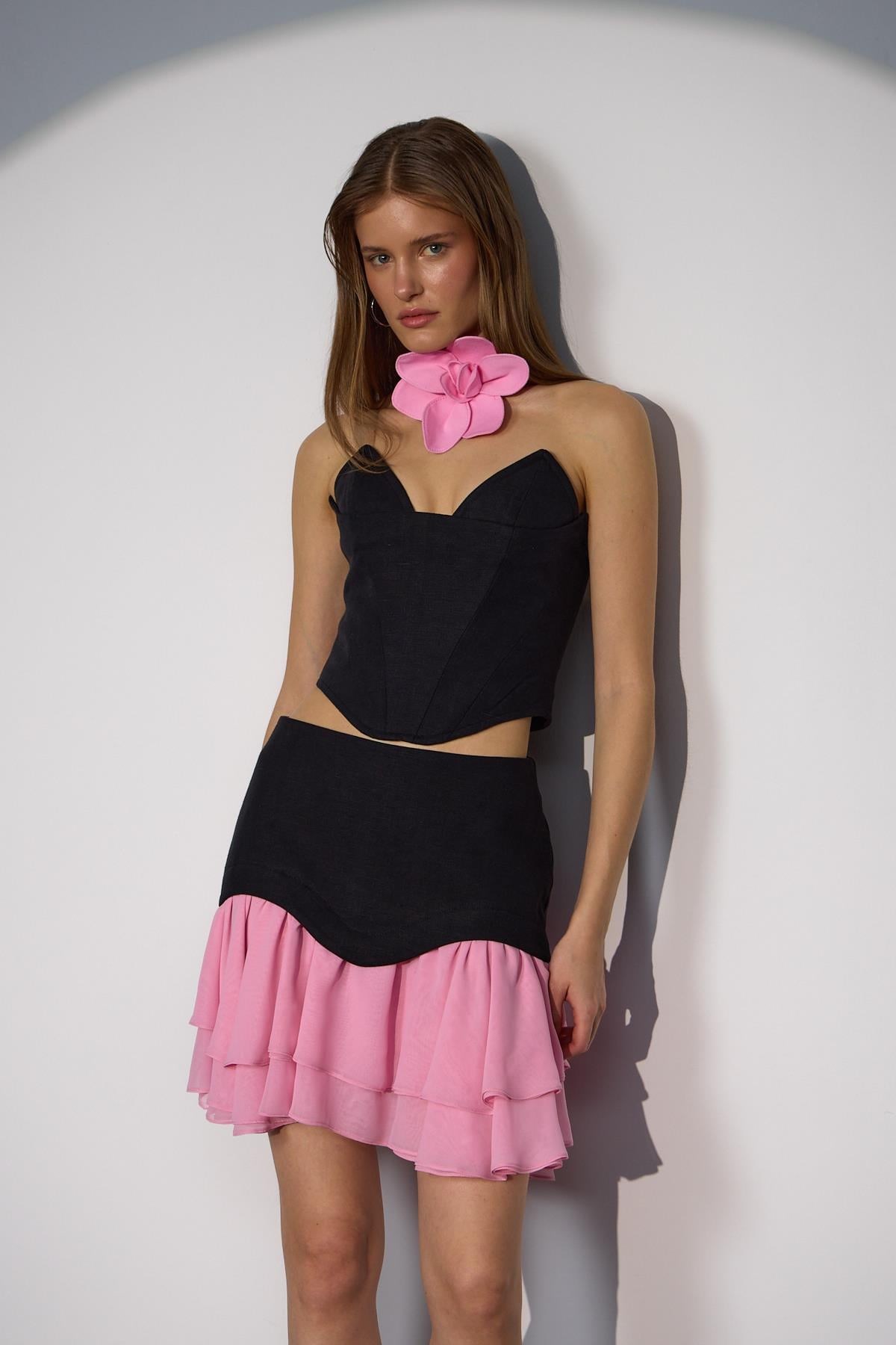 %100 Linen Icon Bustier Black