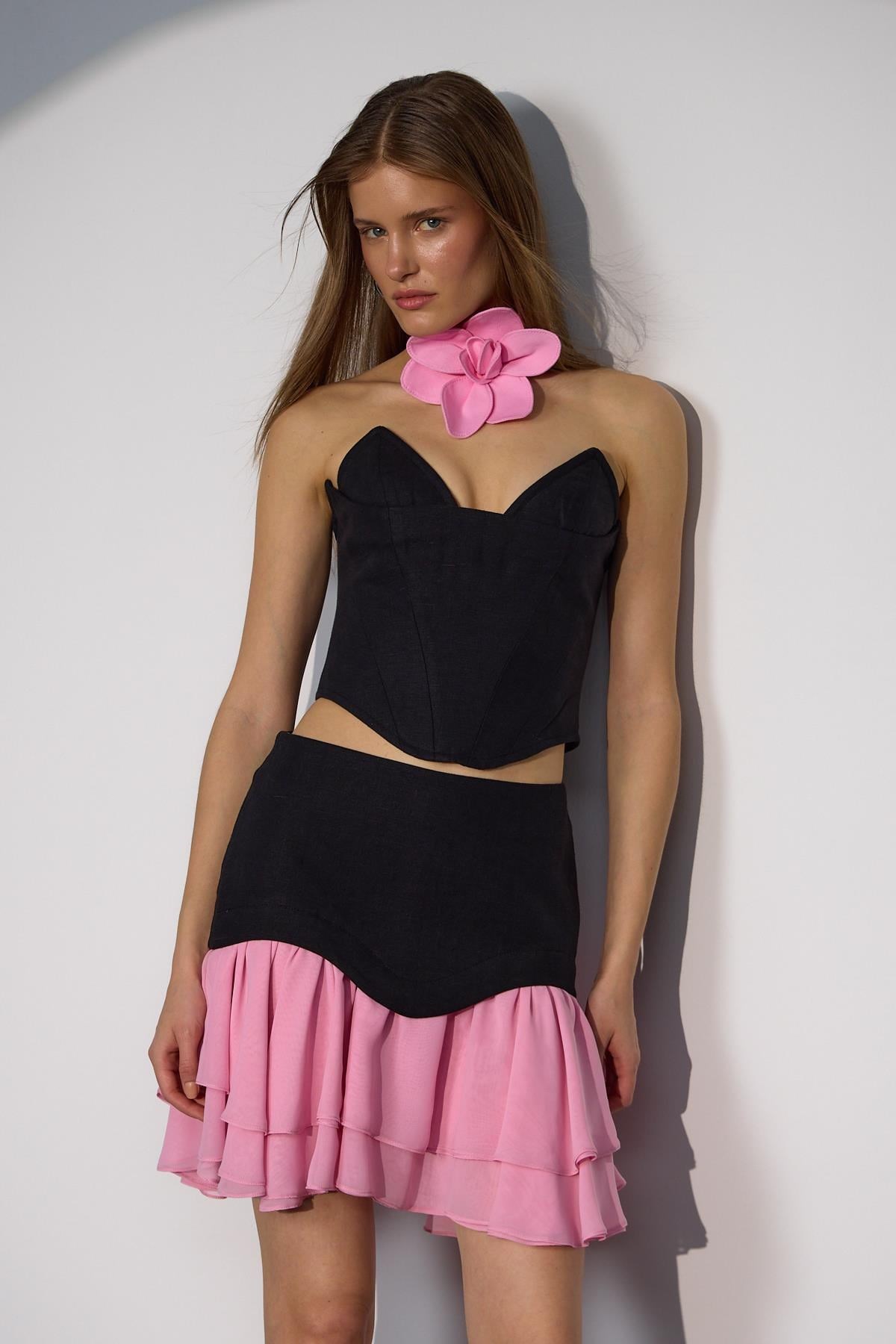 %100 Linen Icon Bustier Black