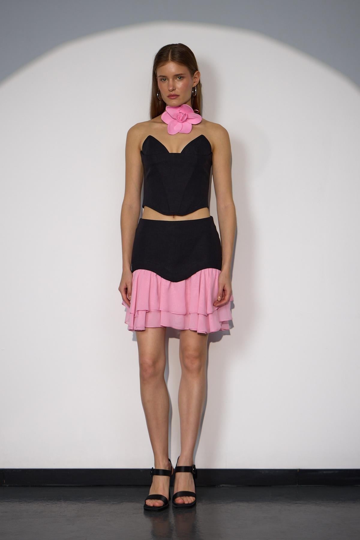 %100 Linen Icon Bustier Black