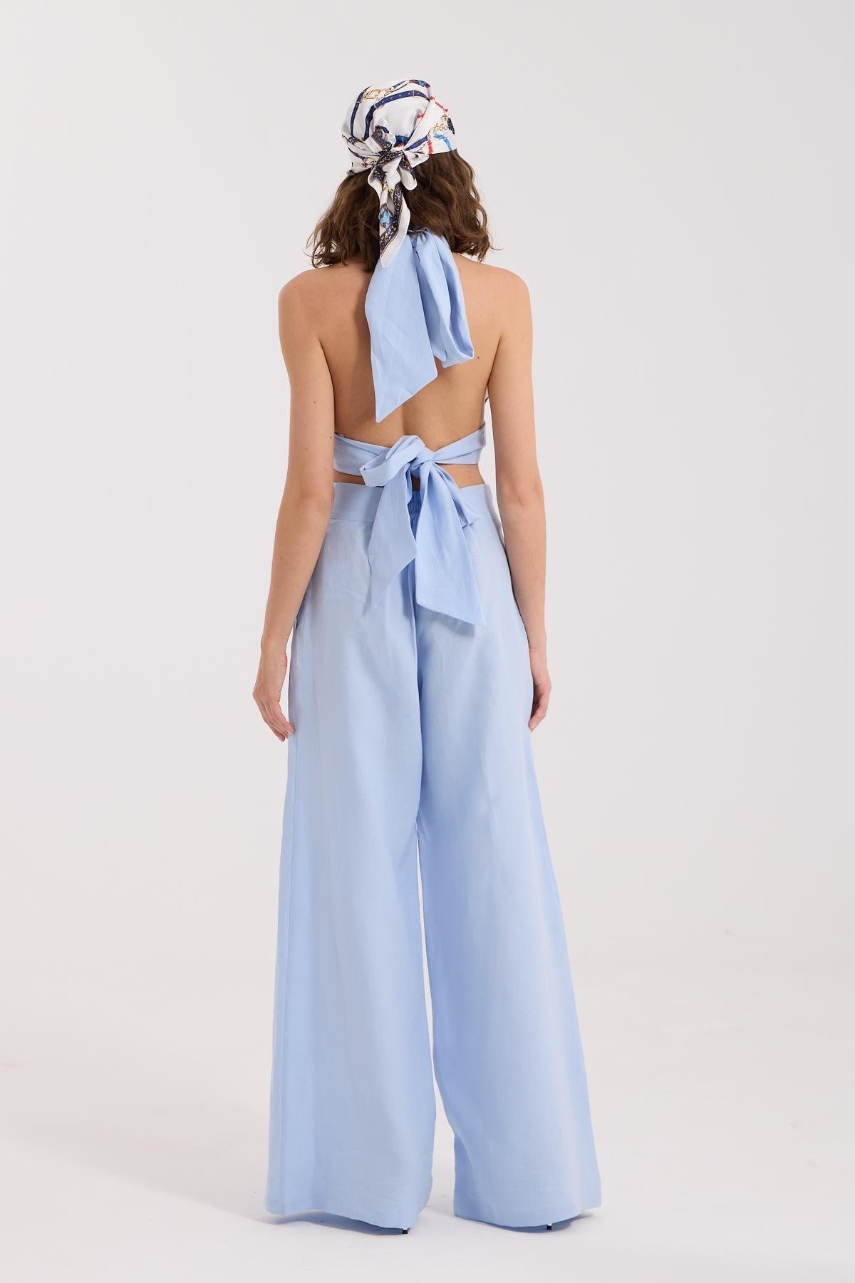 %100 Linen Sarah Bustier Baby Blue