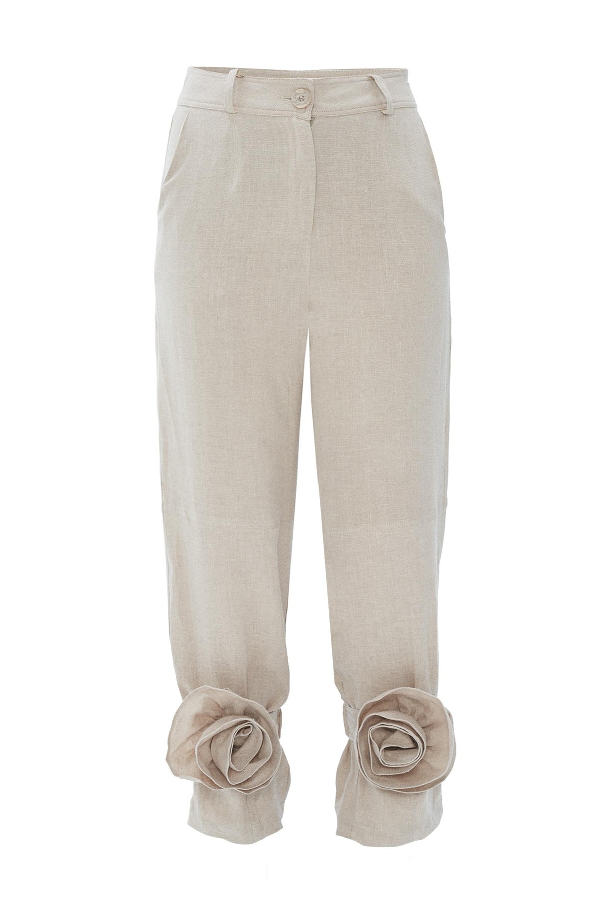 %100 Linen So Cool Pantolon Bej