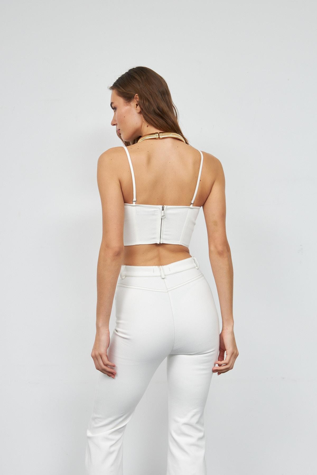 Amore Pocket  İspanyol Paça Pantolon KREM