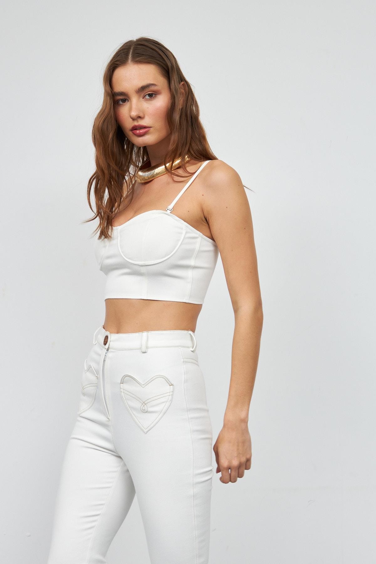 Amore Pocket  İspanyol Paça Pantolon KREM