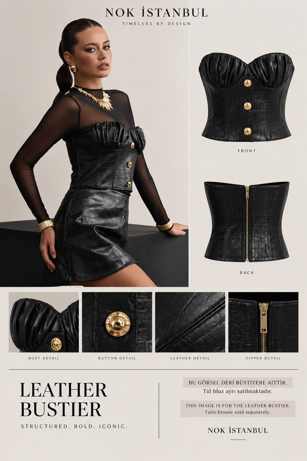 Anastasia Python Bustier Black