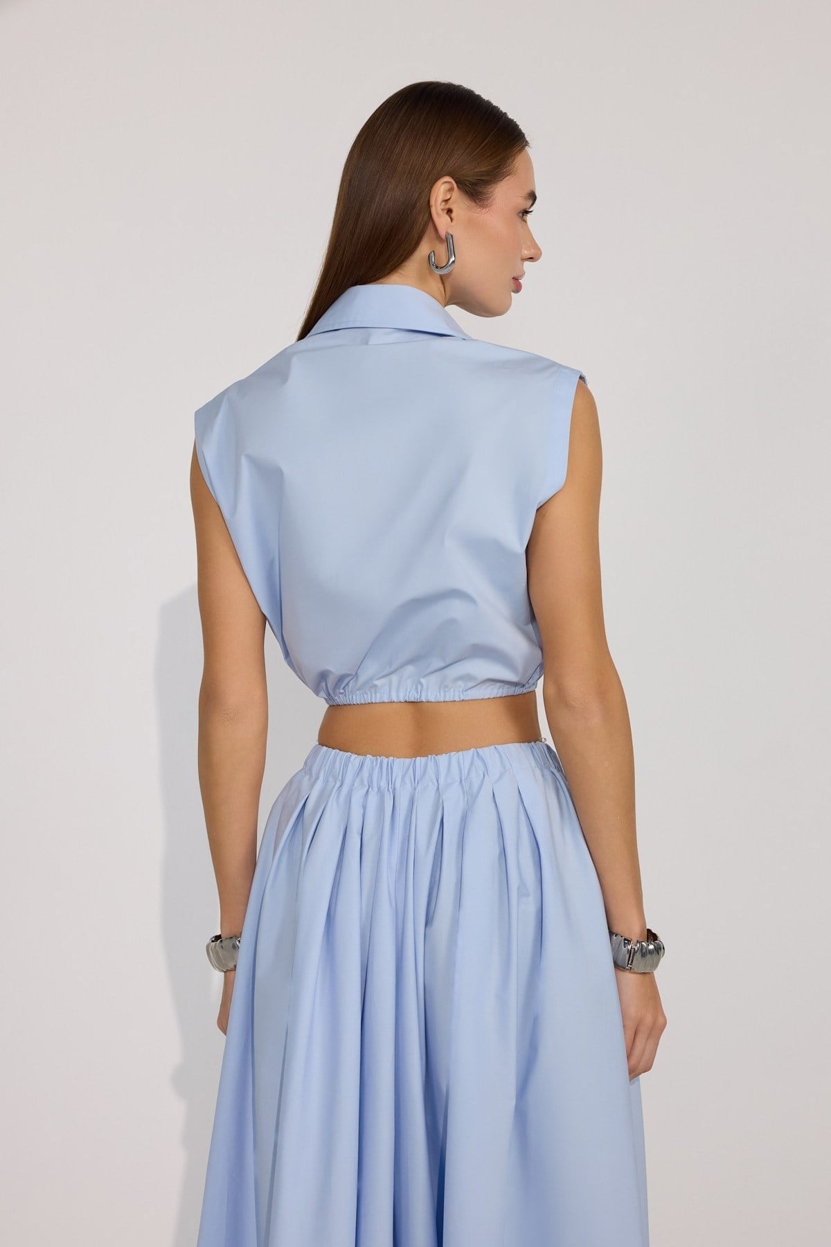 Aria Crop Shirt Blue