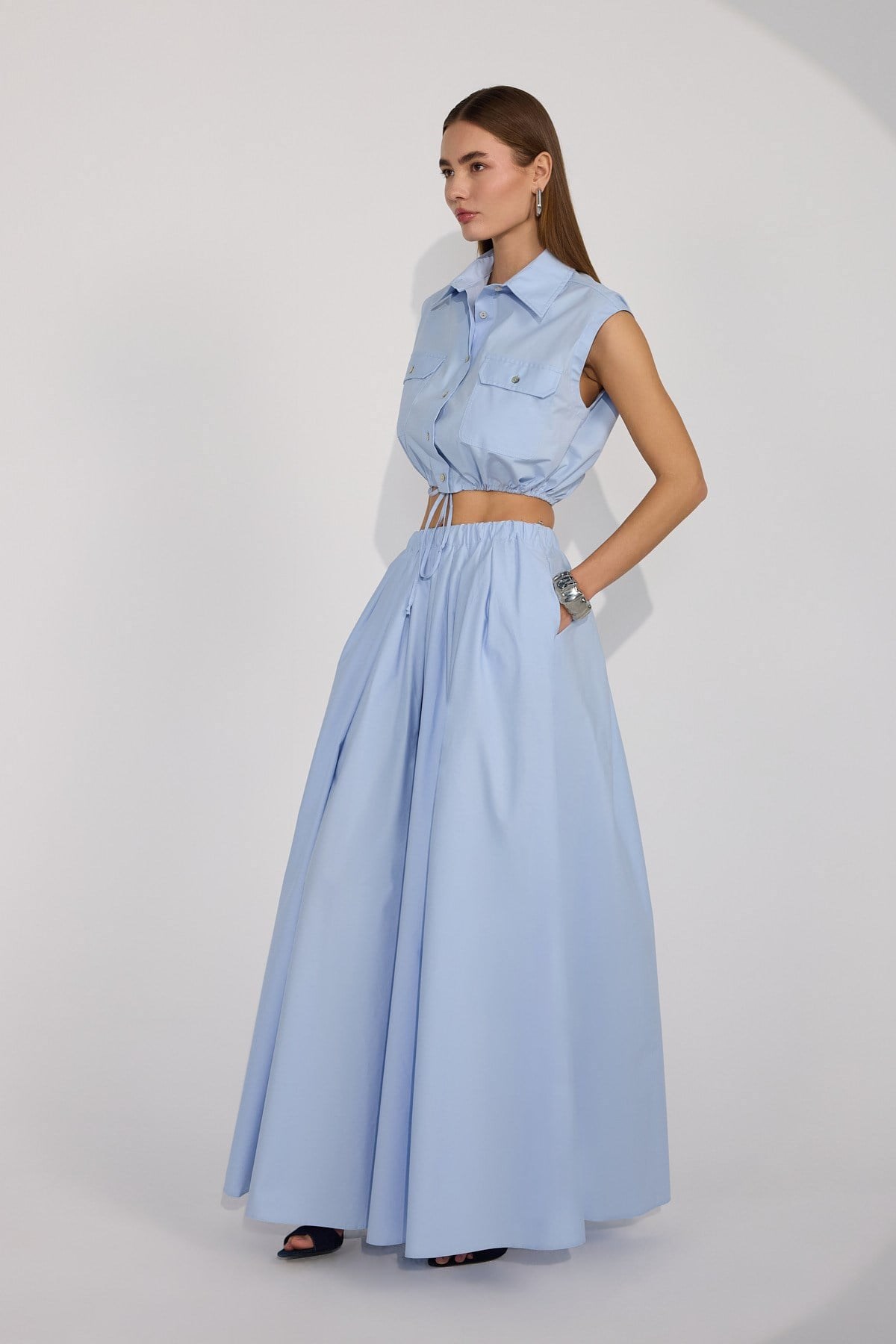 Aria Crop Shirt Blue