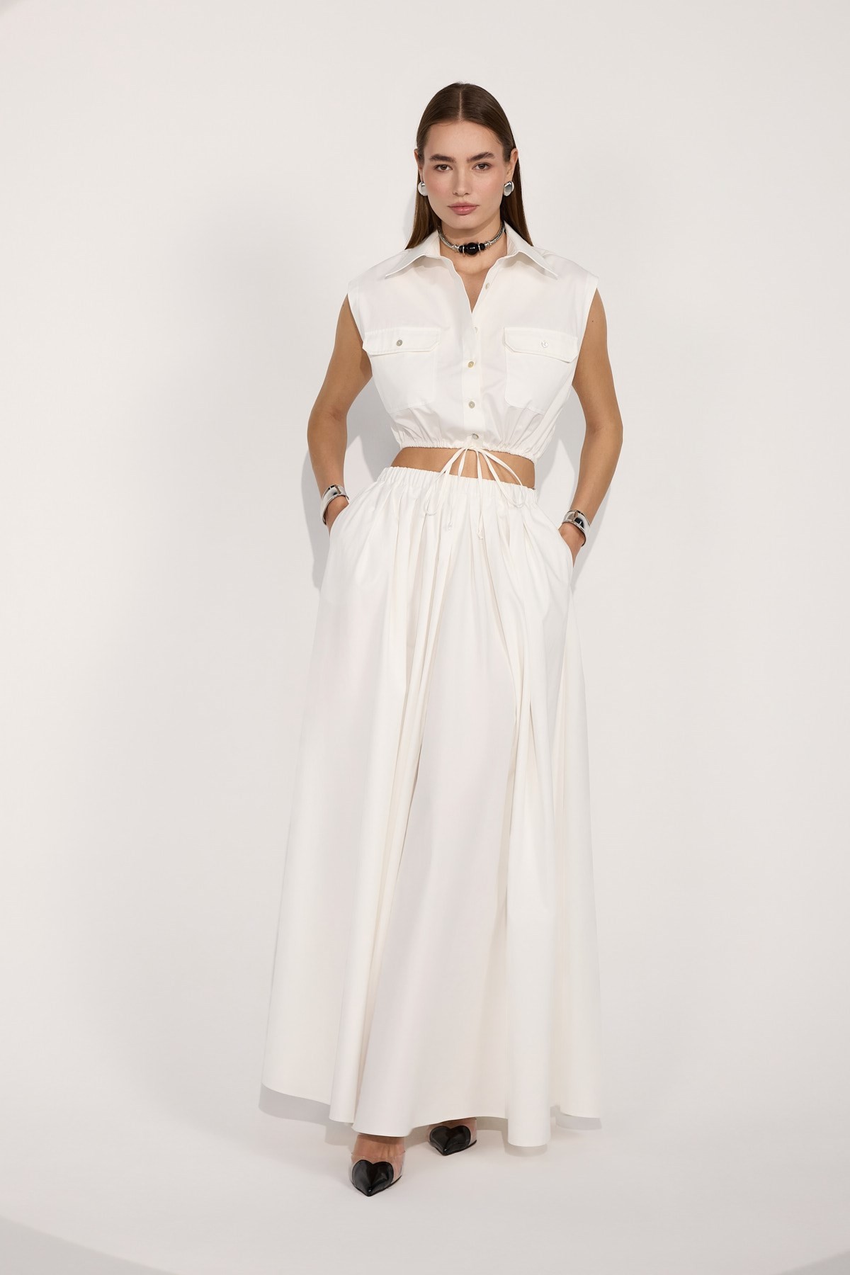 Aria Crop Shirt White