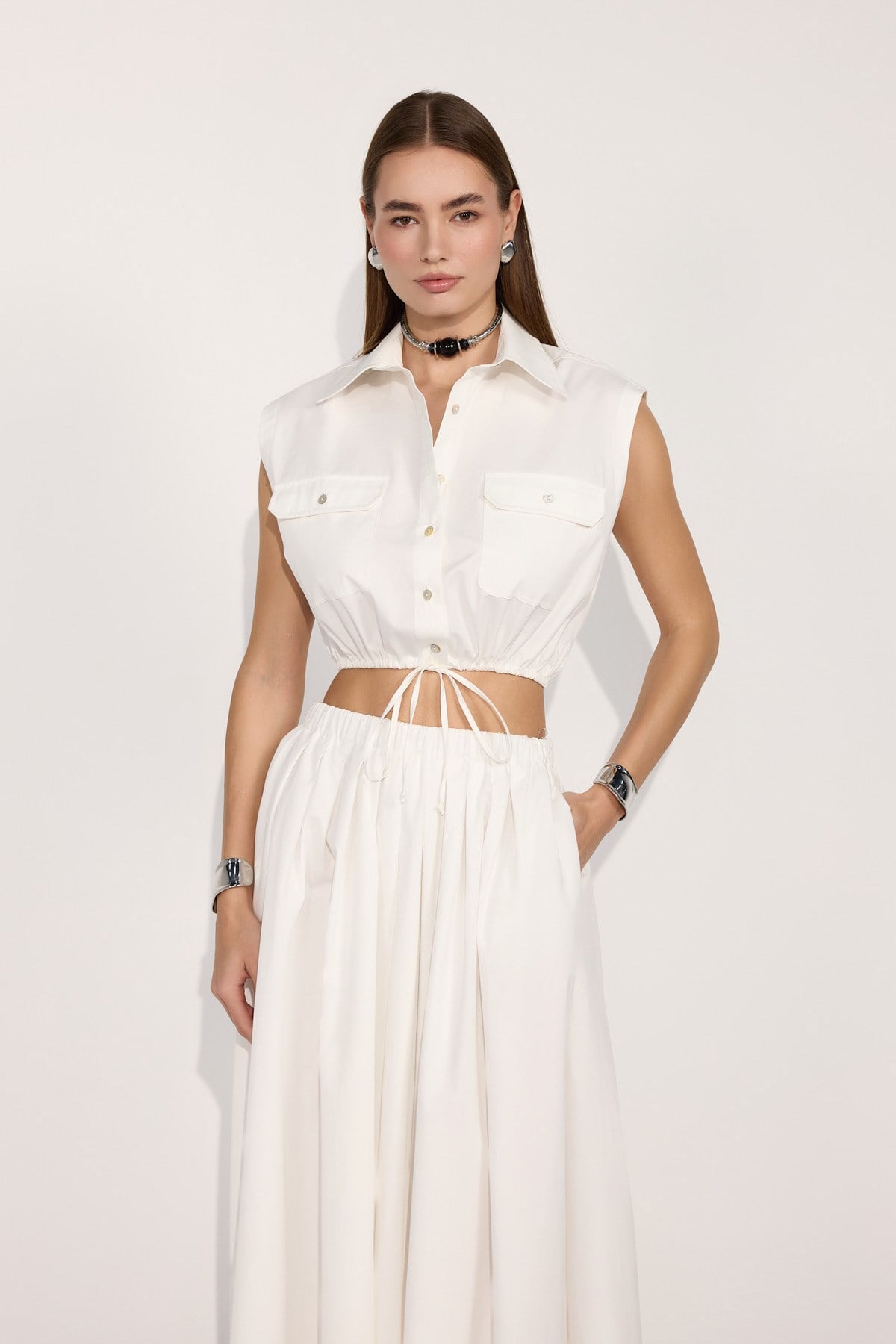 Aria Crop Shirt White