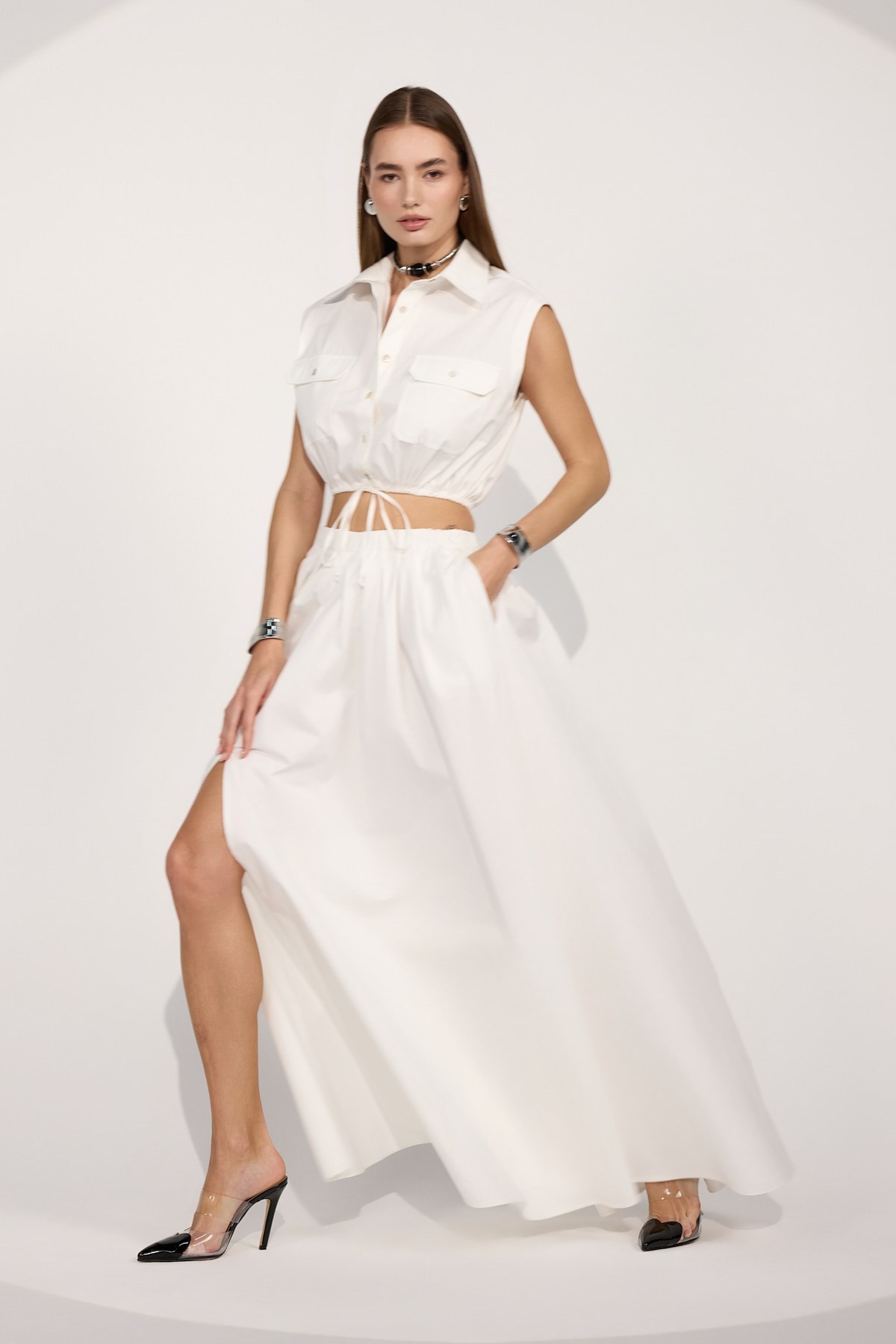 Aria Crop Shirt White