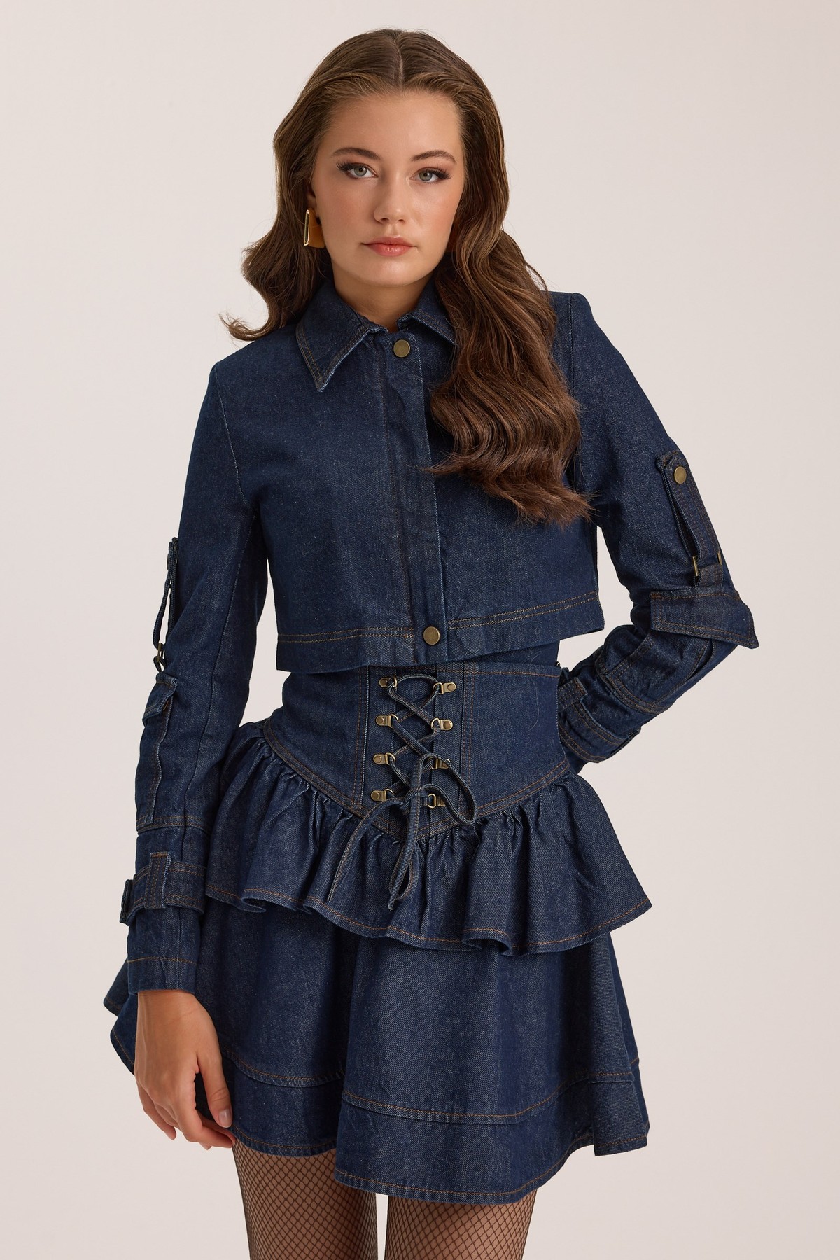 Belle de Jour Denim Mini Skirt DARK BLUE