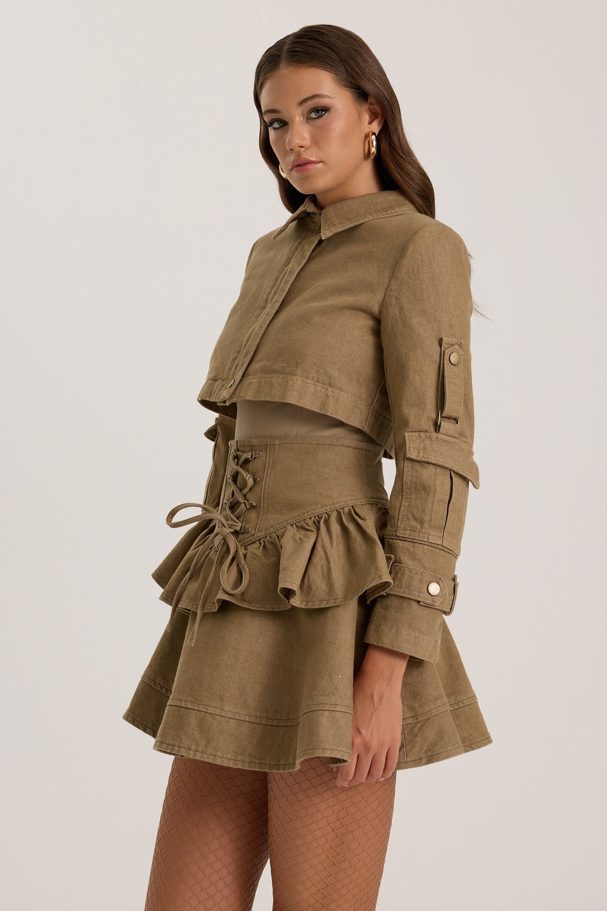 Belle de Jour Denim Mini Skirt Tint Mink