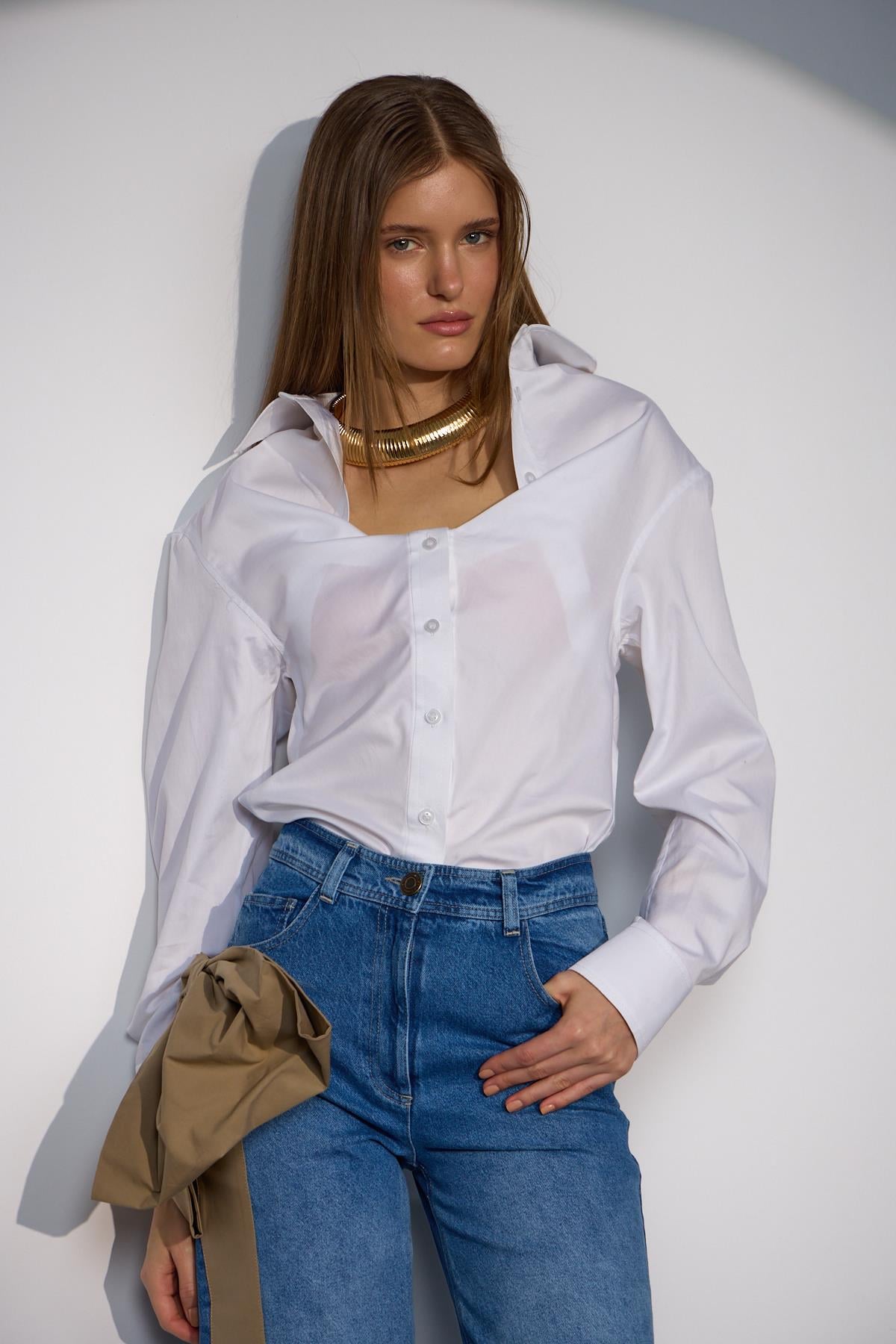 Beyond the Norm %100 Cotton Uzun Kollu Gömlek Beyaz